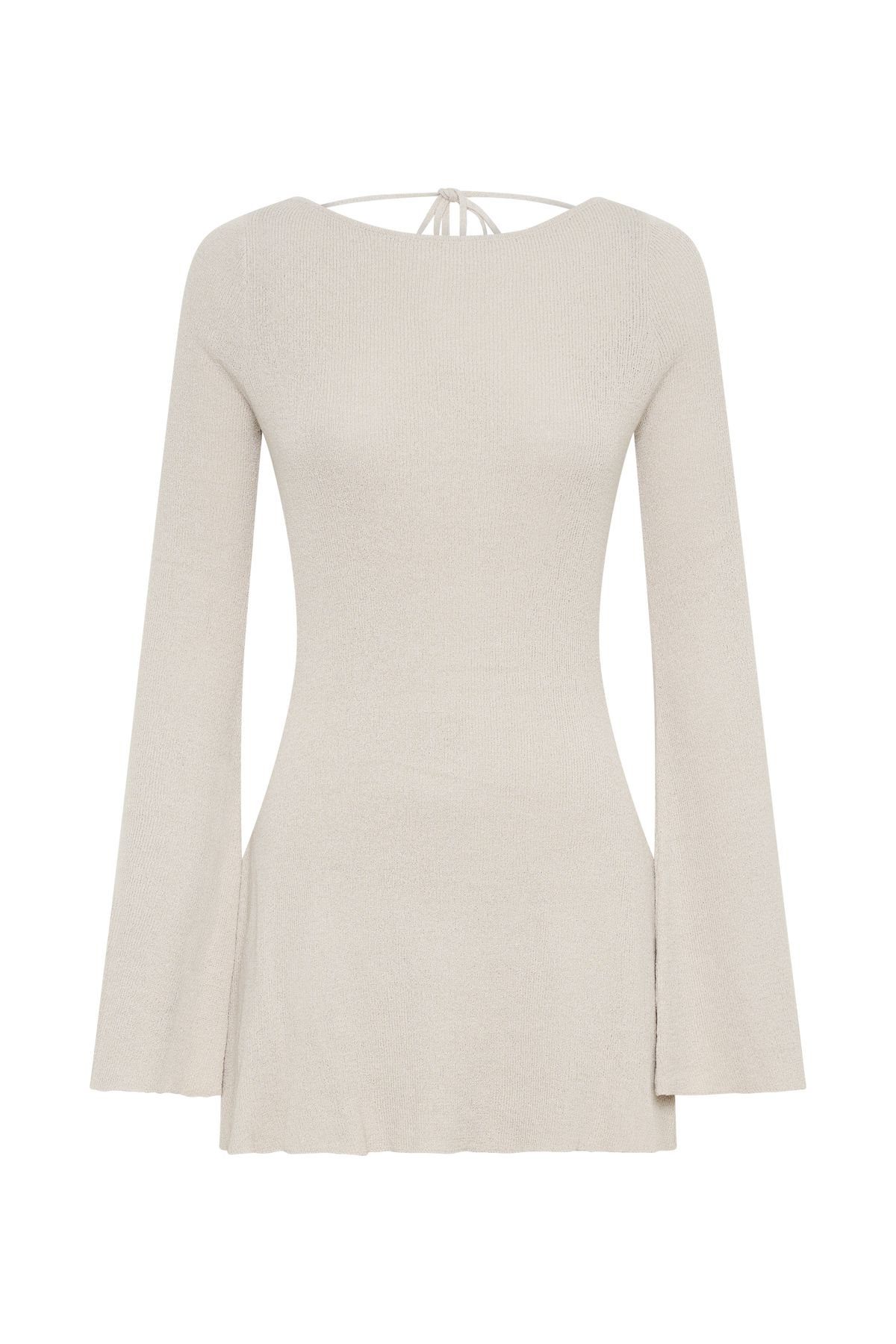 Zahra Long Sleeve Open Back Mini Knit Dress - Grey #8