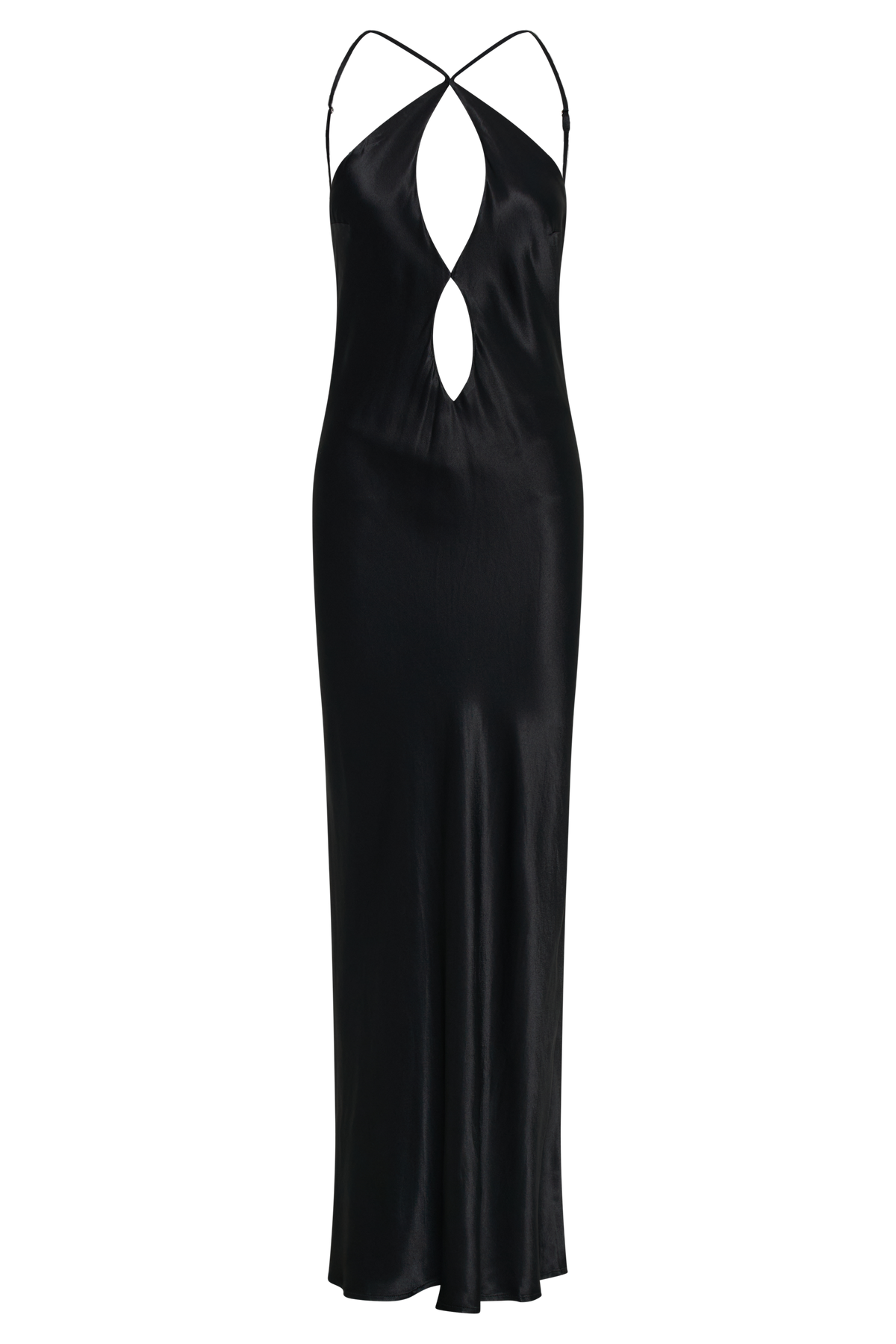 Lucia Satin Cut Out Maxi Dress - Black #11