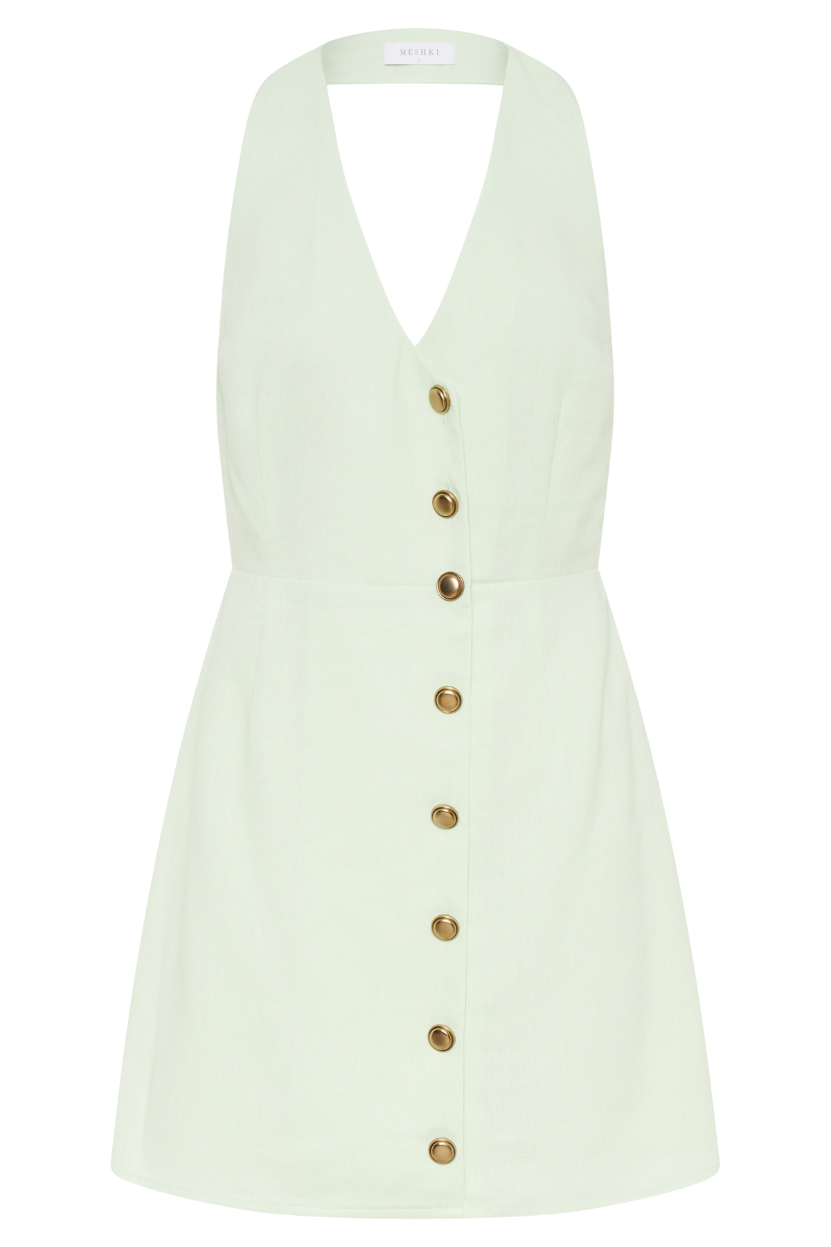 Lorraine Linen Halter Mini Dress - Mint #8