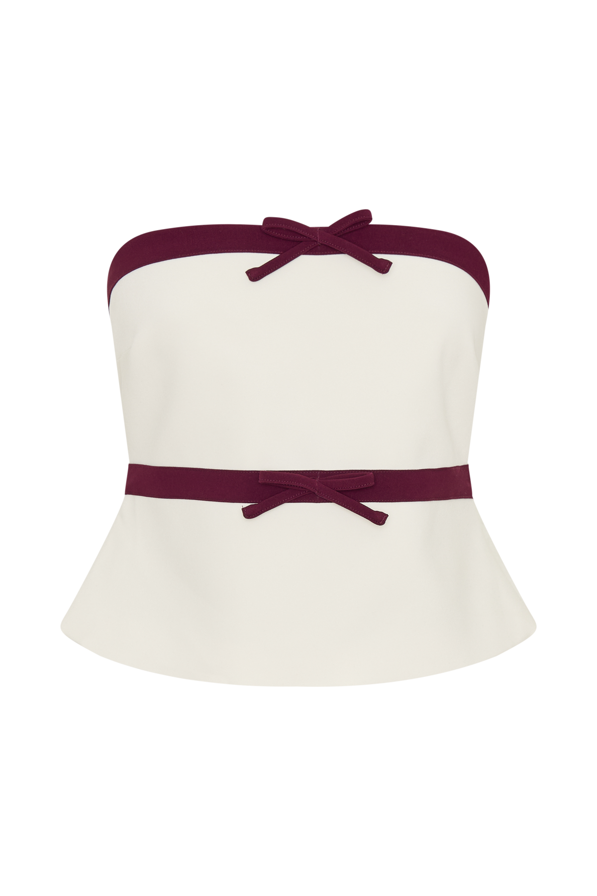Aisha Strapless Suiting Top With Contrast Bows - Ivory #9