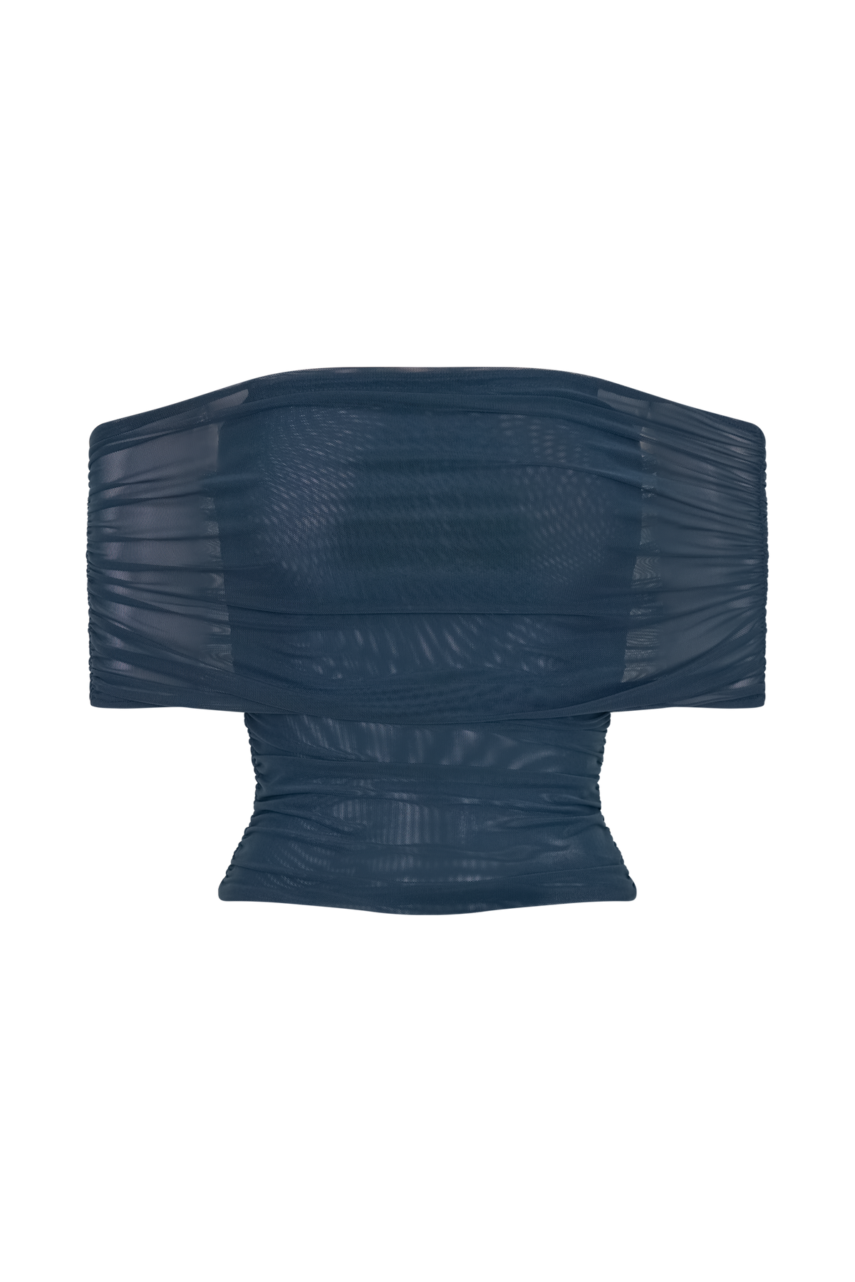 Arna Off Shoulder Mesh Crop Top - Midnight Blue #10