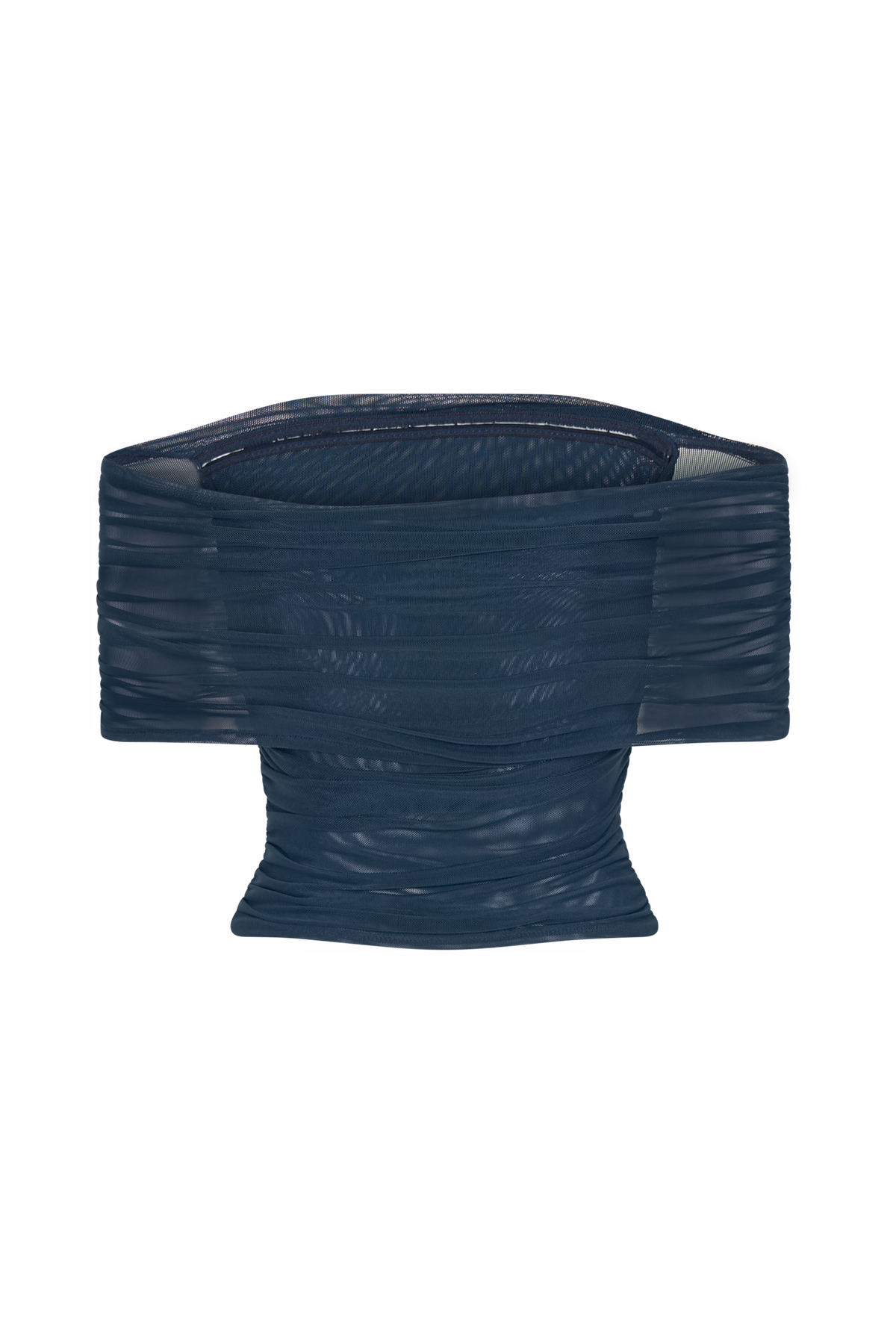 Arna Off Shoulder Mesh Crop Top - Midnight Blue #9