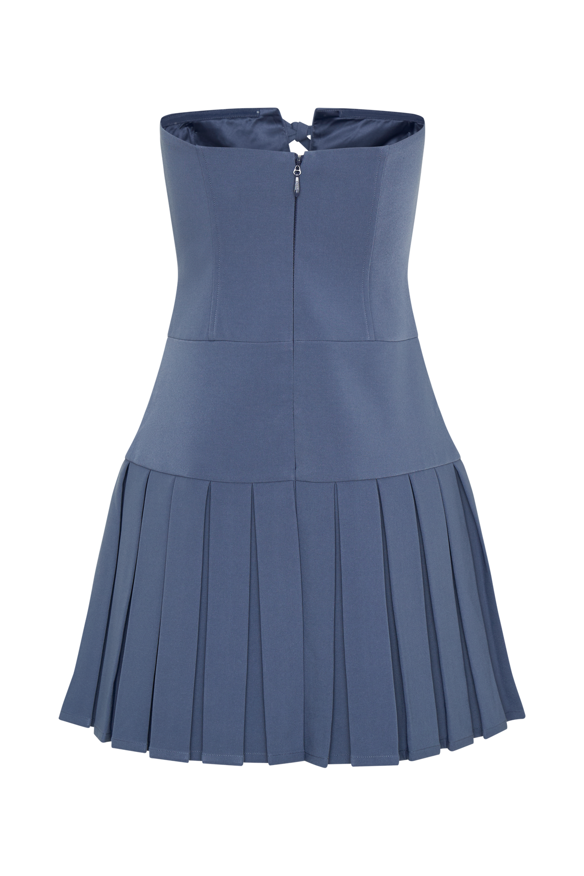 Naya Pleated Mini Dress With Ties - Steel #9