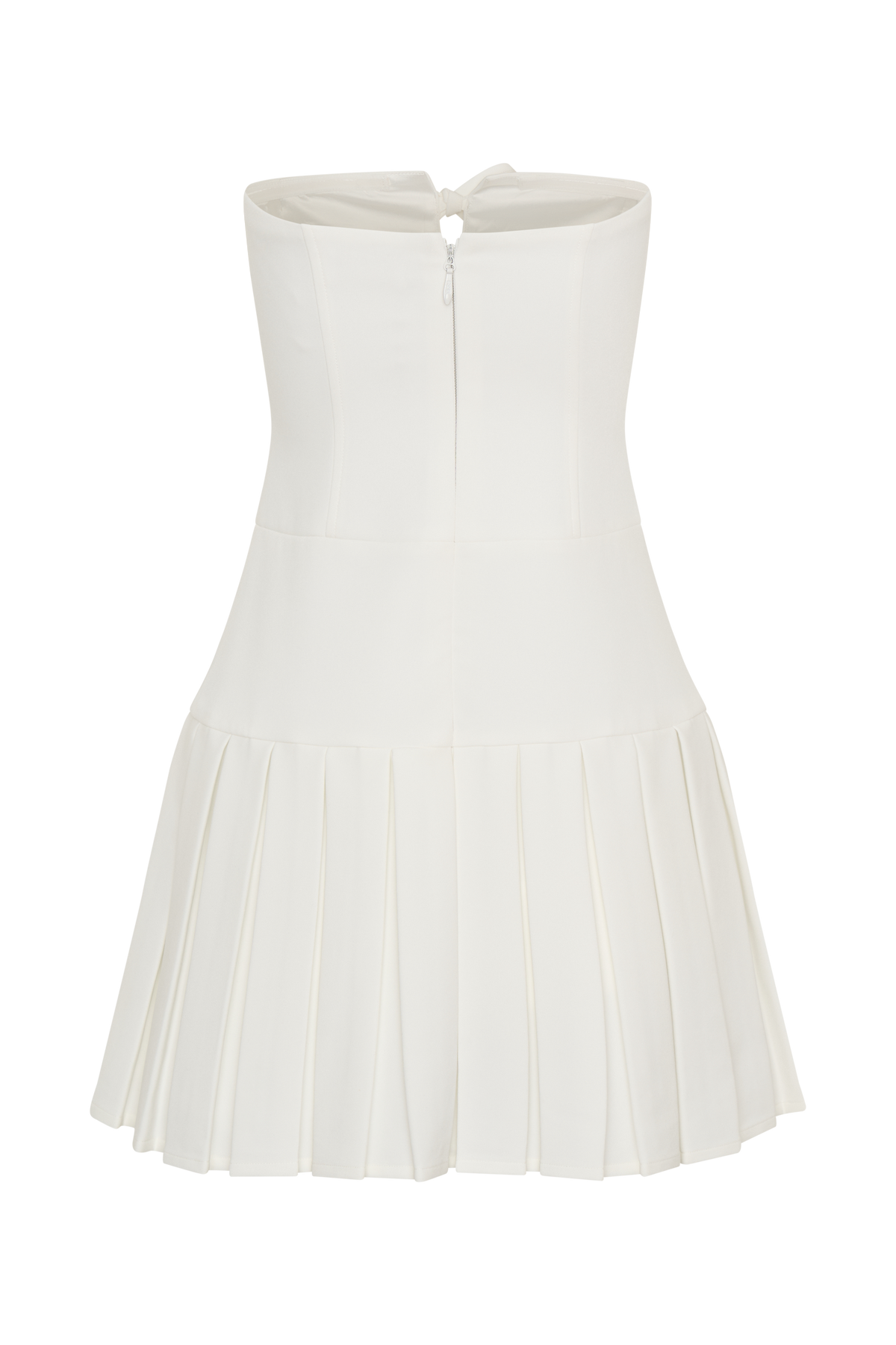Naya Pleated Mini Dress With Ties - White #8