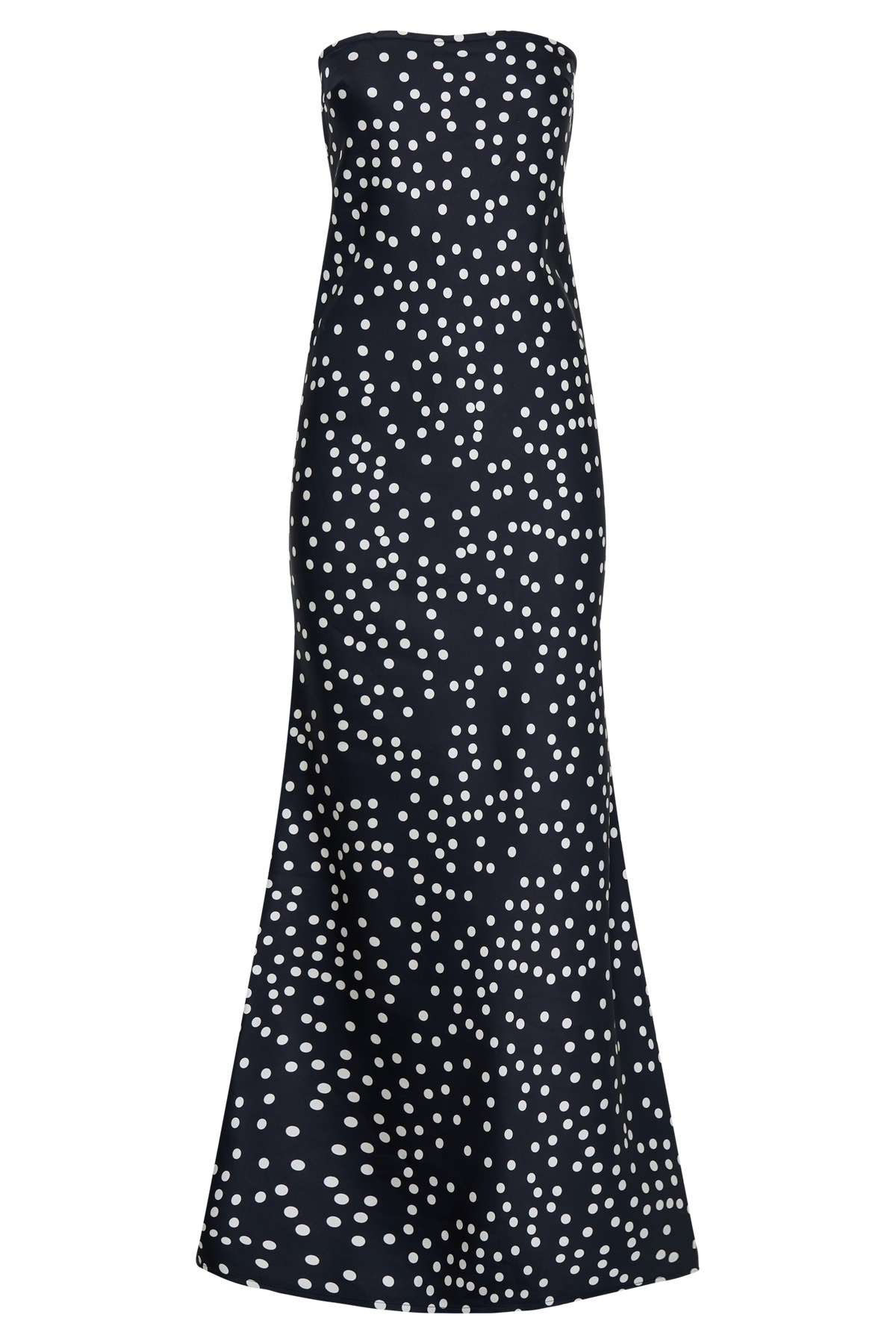 Claudette Strapless Satin Maxi Dress - Black Polka Dot Print #6