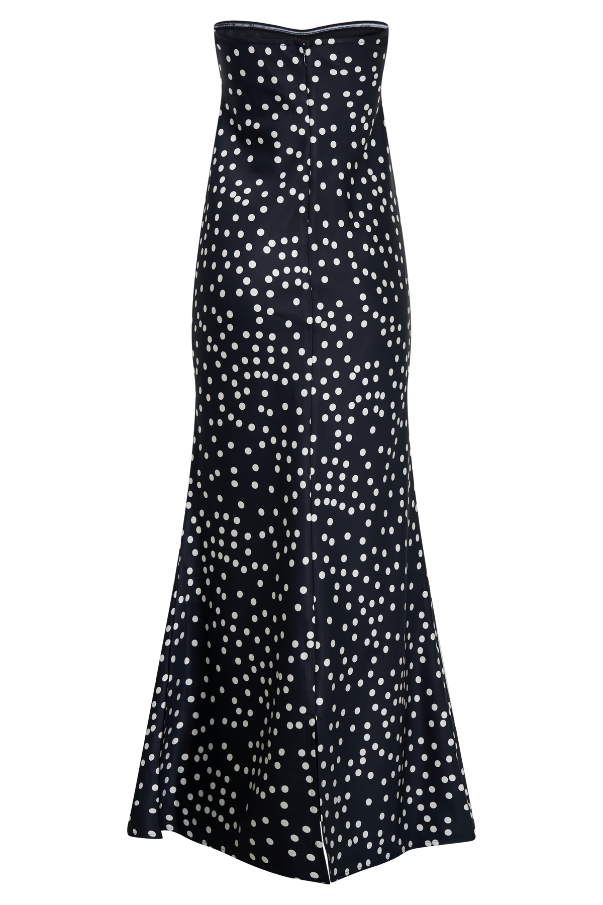 Claudette Strapless Satin Maxi Dress - Black Polka Dot Print #5