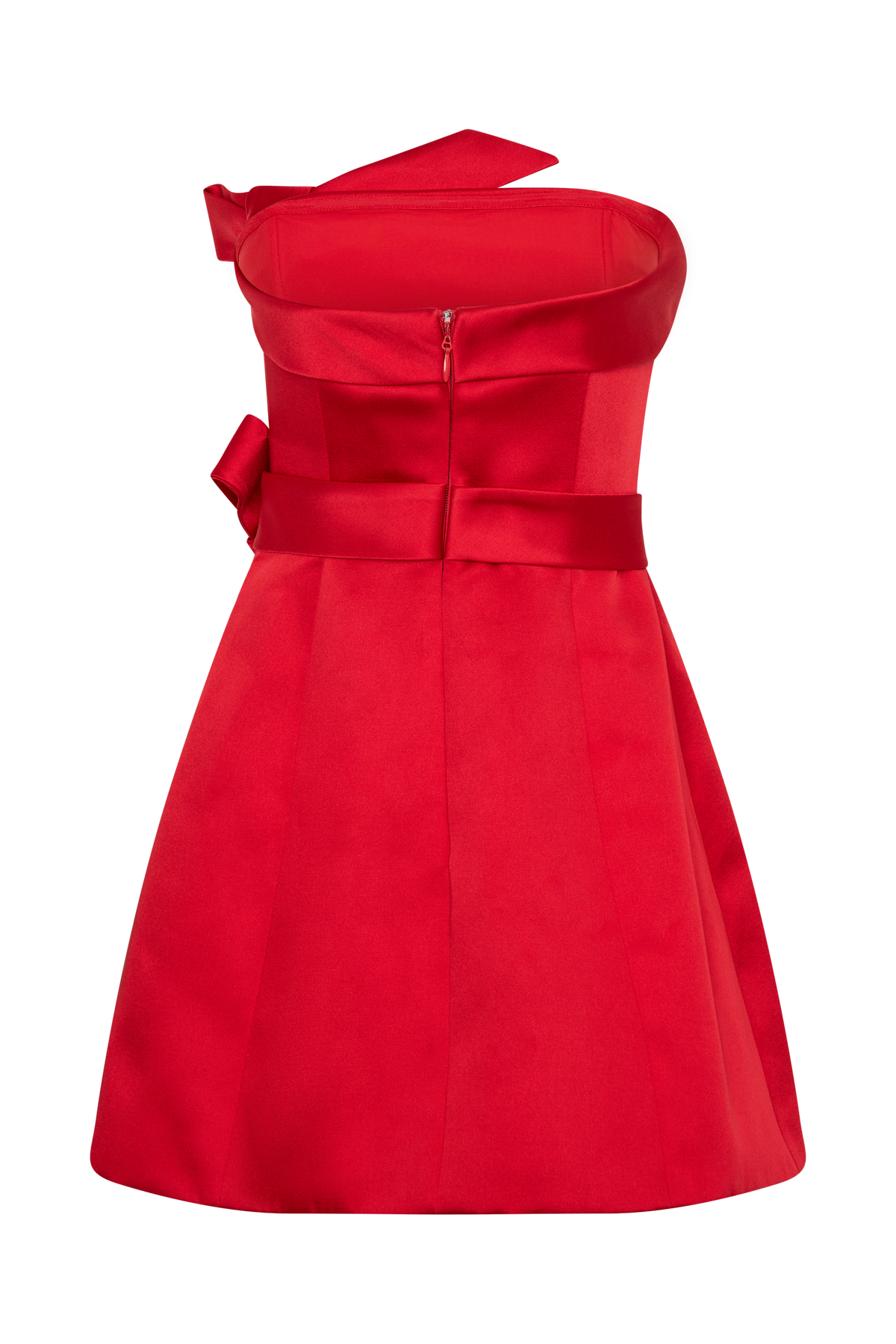 Tatiana Satin Strapless Bow Mini Dress - Red #8