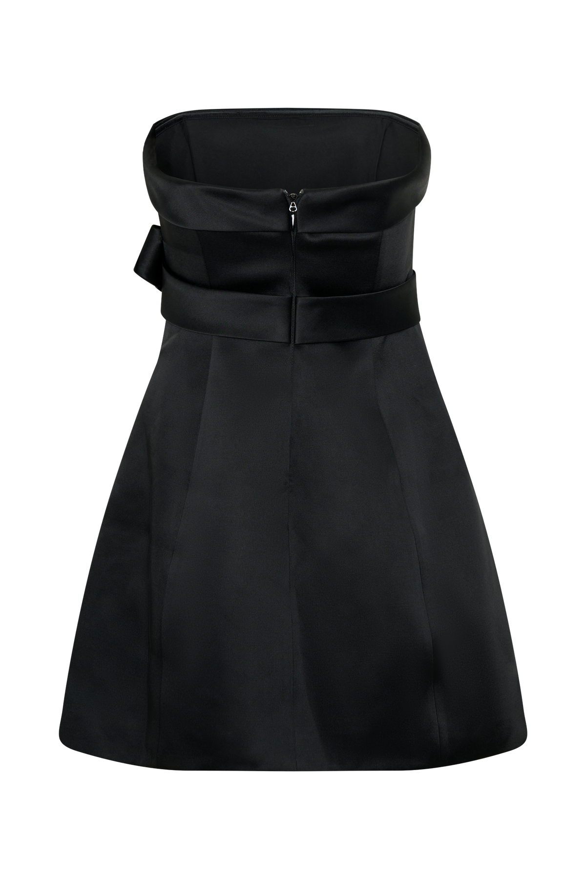 Tatiana Satin Strapless Bow Mini Dress - Black