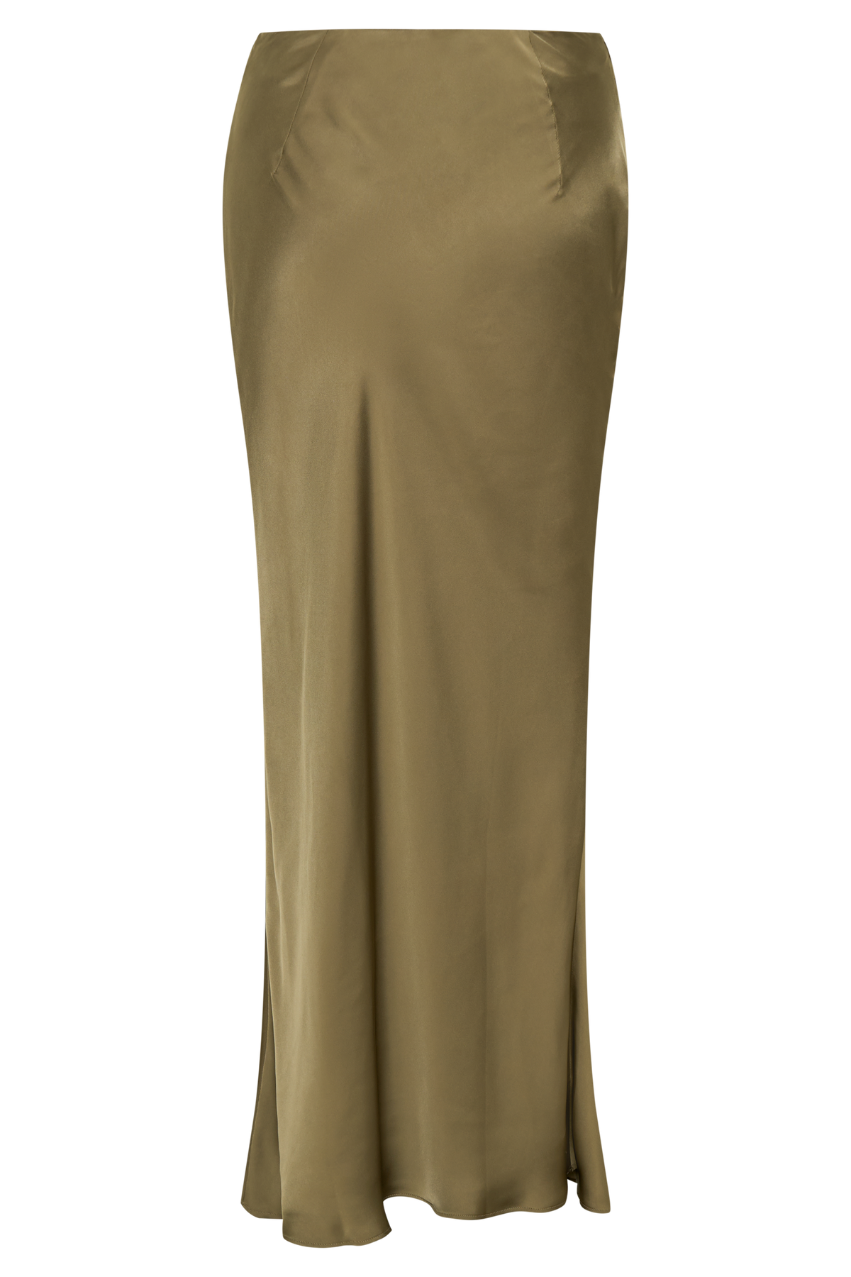 Nicola Satin Asymmetric Maxi Skirt - Basil #10