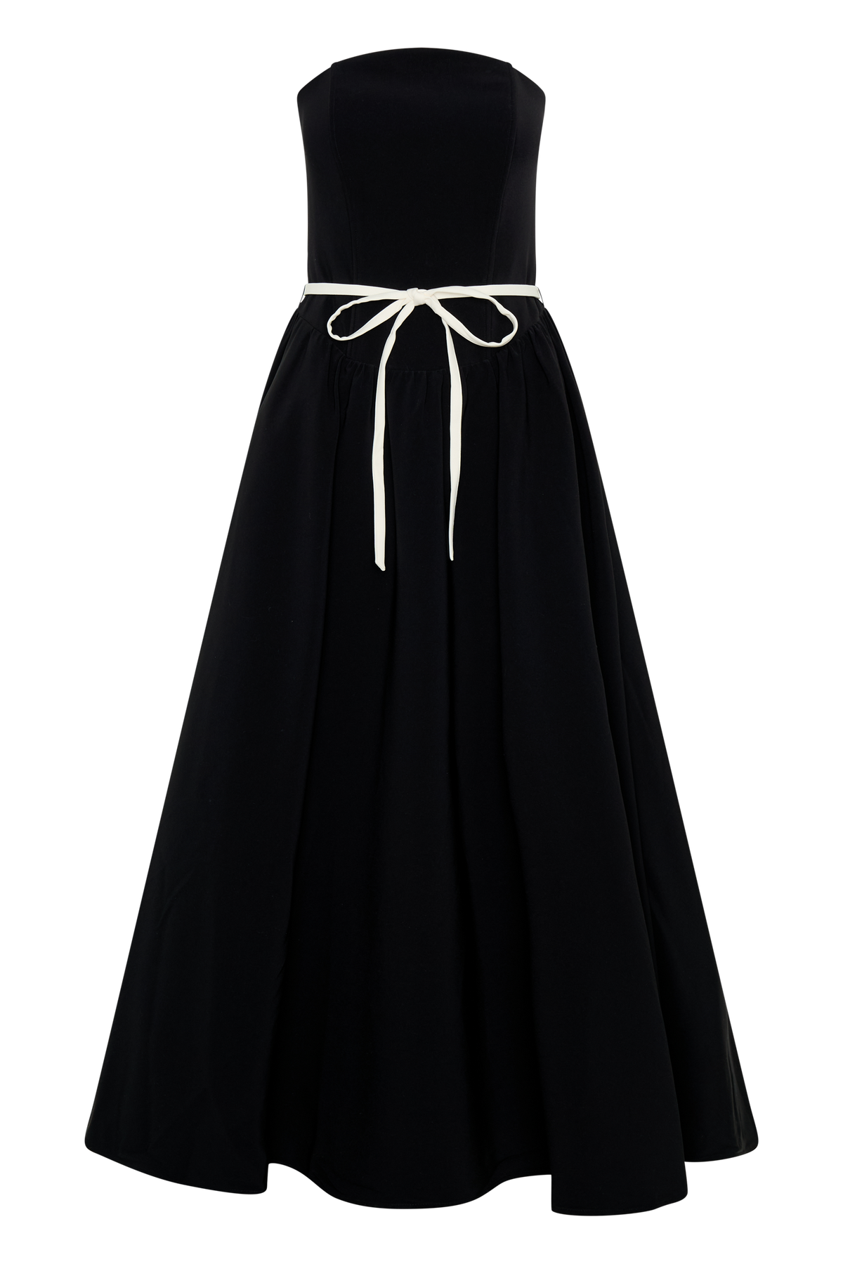 Penny Strapless Contrast Midi Dress - Black & White #9