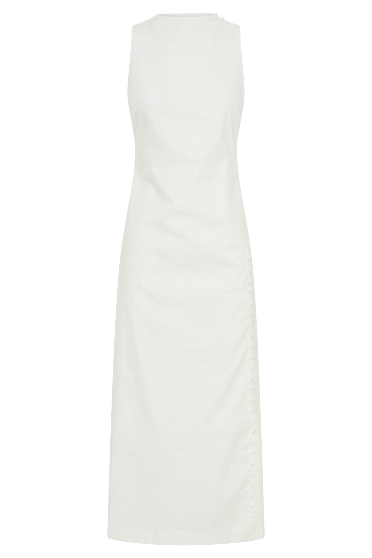 Bronte Linen Button Midi Dress - White #8