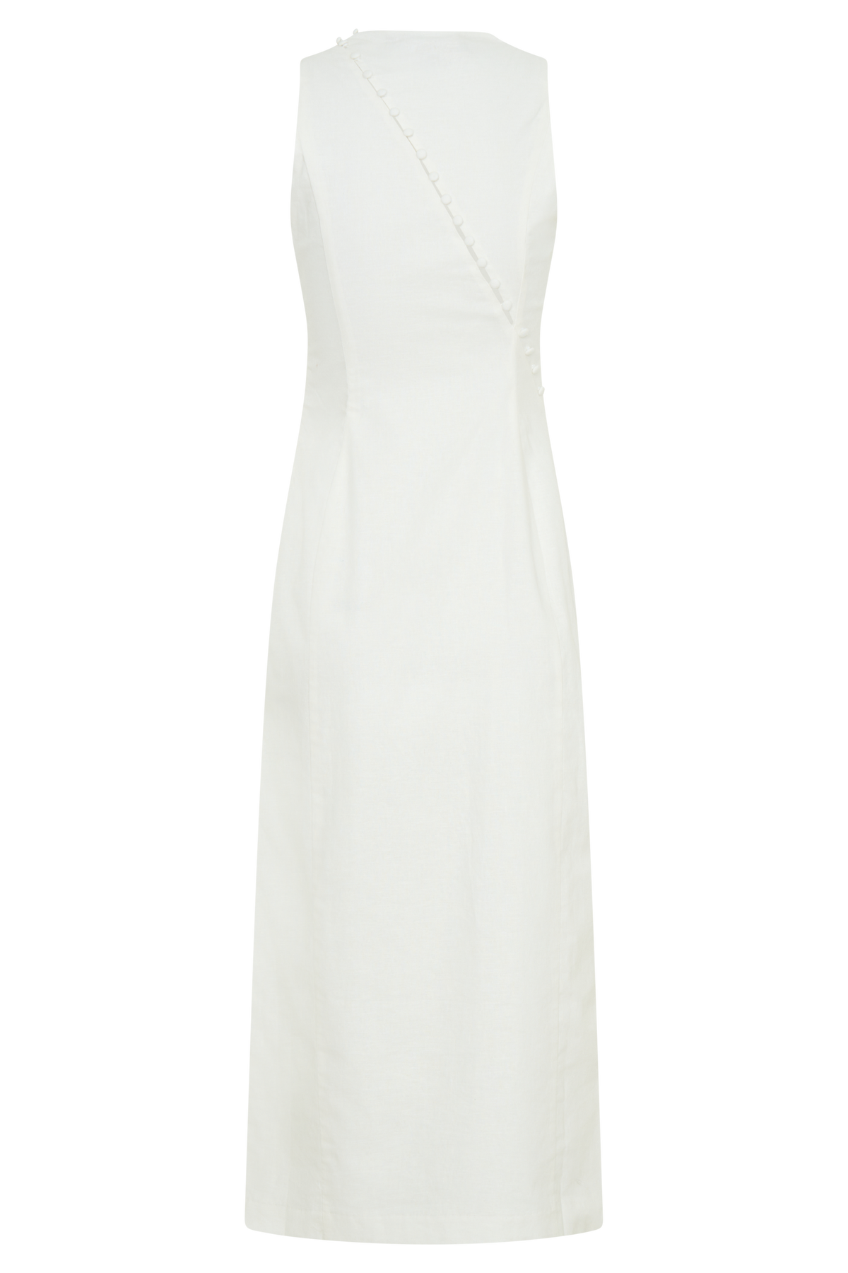 Bronte Linen Button Midi Dress - White #7