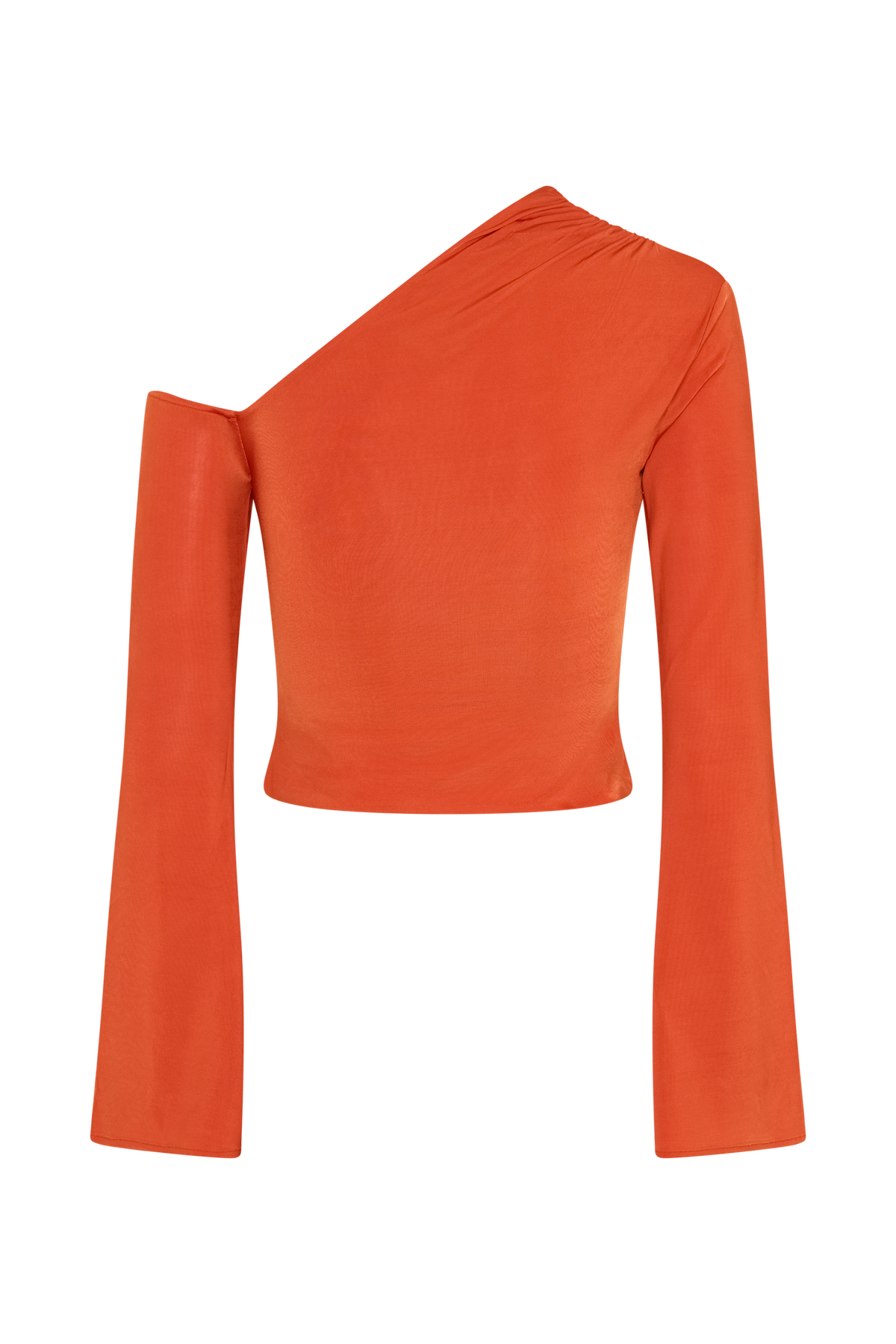 Ainsley Asymmetrical Long Sleeve Top With Floral Hardware - Burnt Orange #7