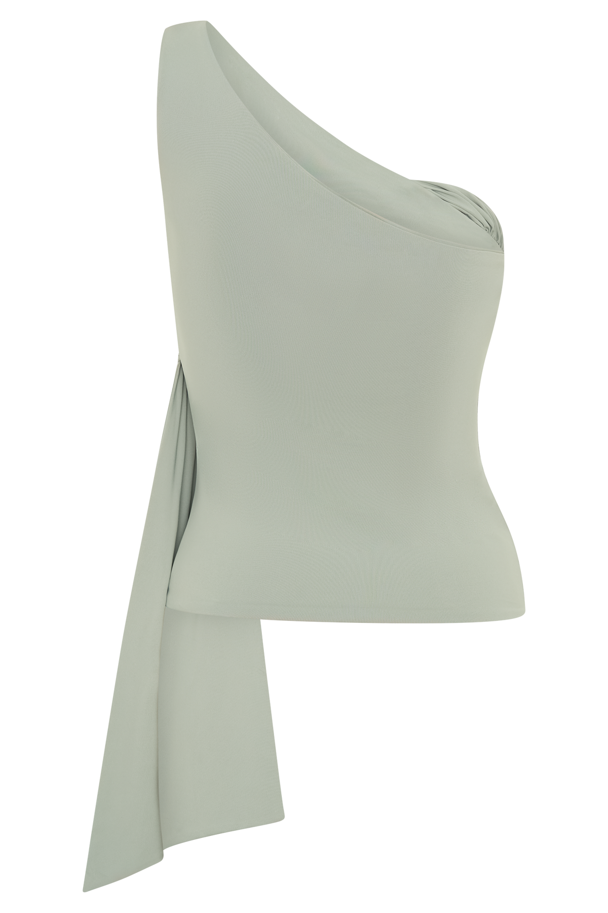Sera One Shoulder Recycled Nylon Top With Drape - Basil #8