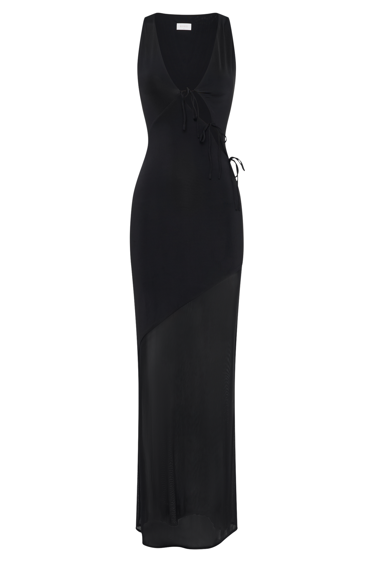 Dove Slinky And Mesh Maxi Dress - Black #8