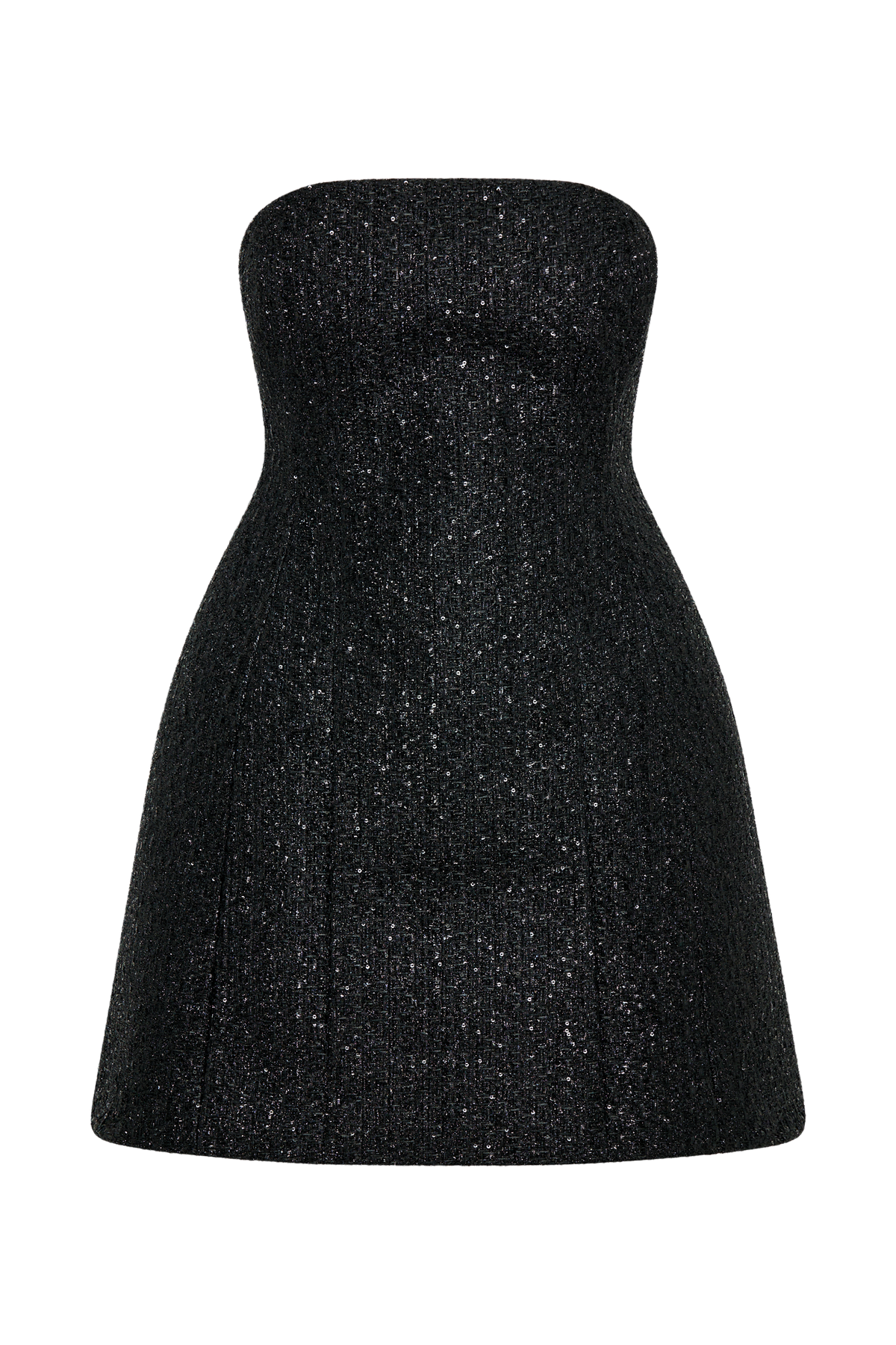 Gala Strapless Tweed Mini Dress - Black #8