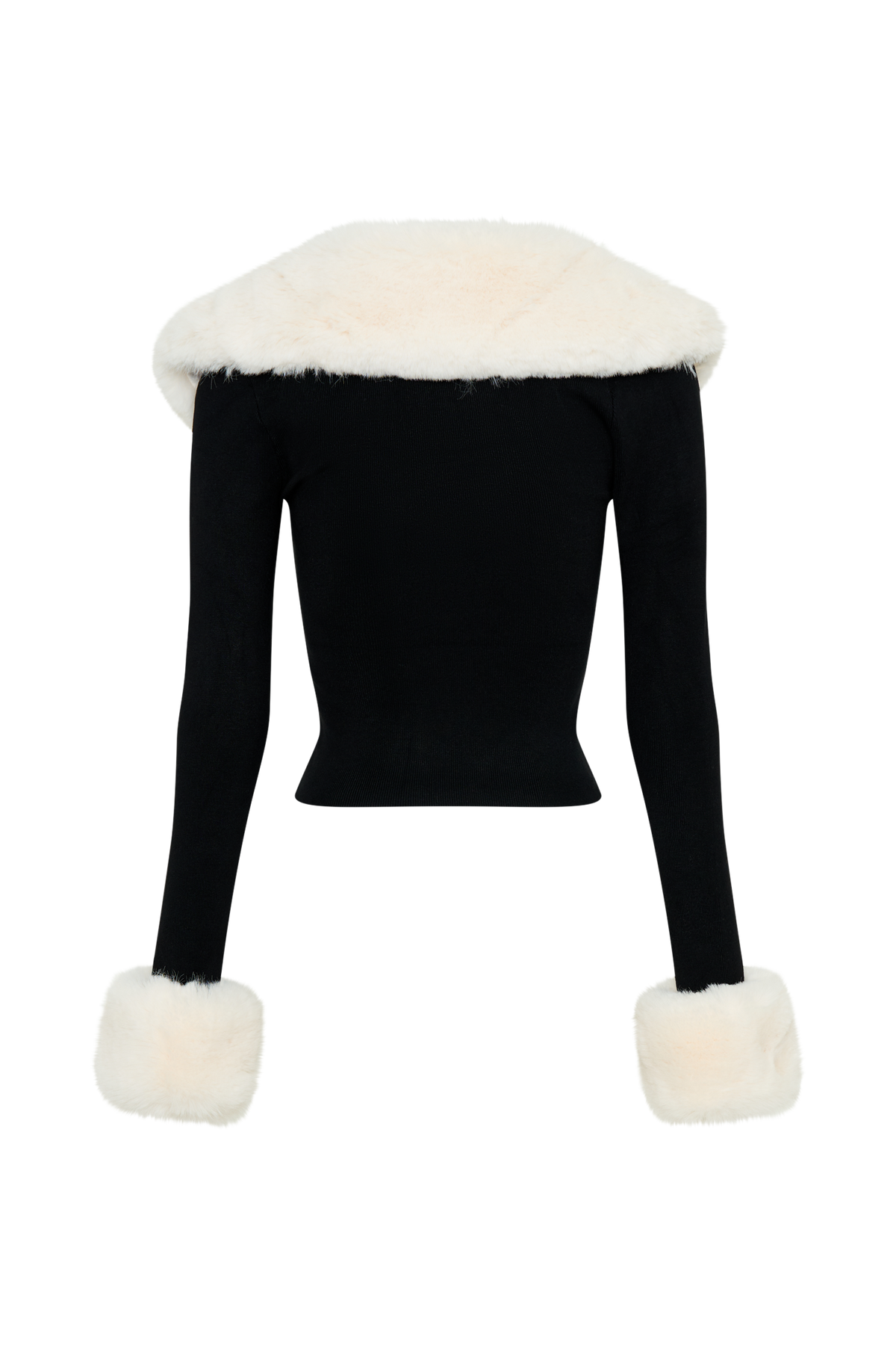 Cressida Faux Fur Knit Long Sleeve Top - Black/White #6