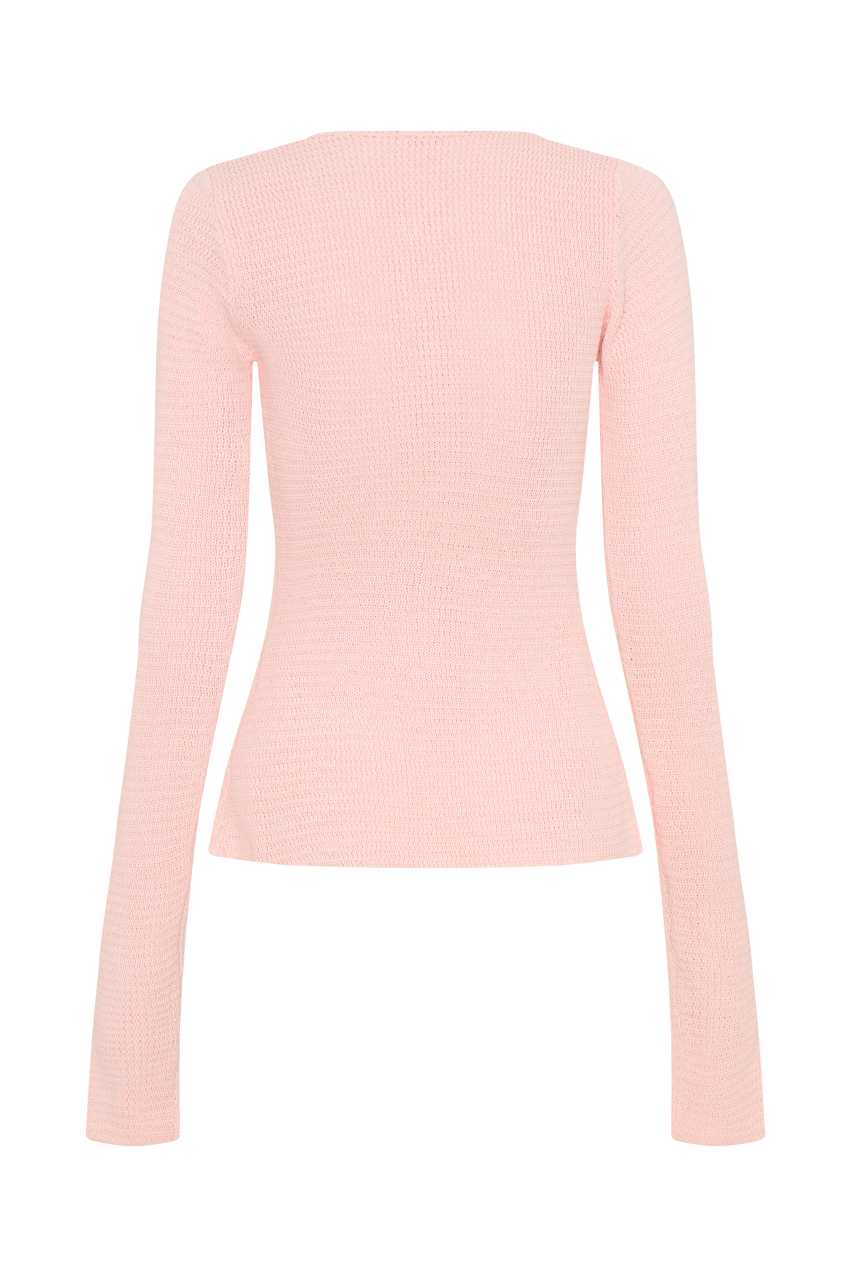 Noah Knit Tie Long Sleeve Top - Baby Pink
