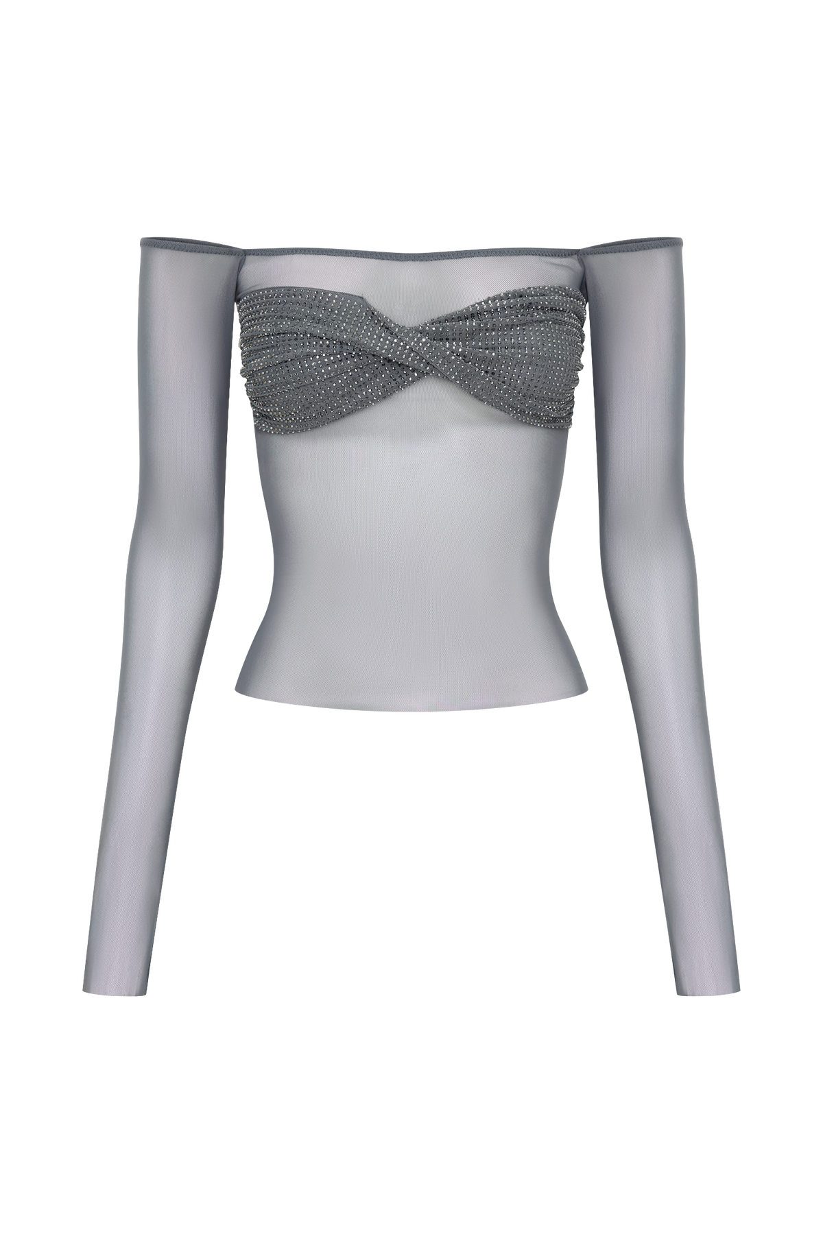 Garcelle Diamante Off Shoulder Top - Gunmetal #8