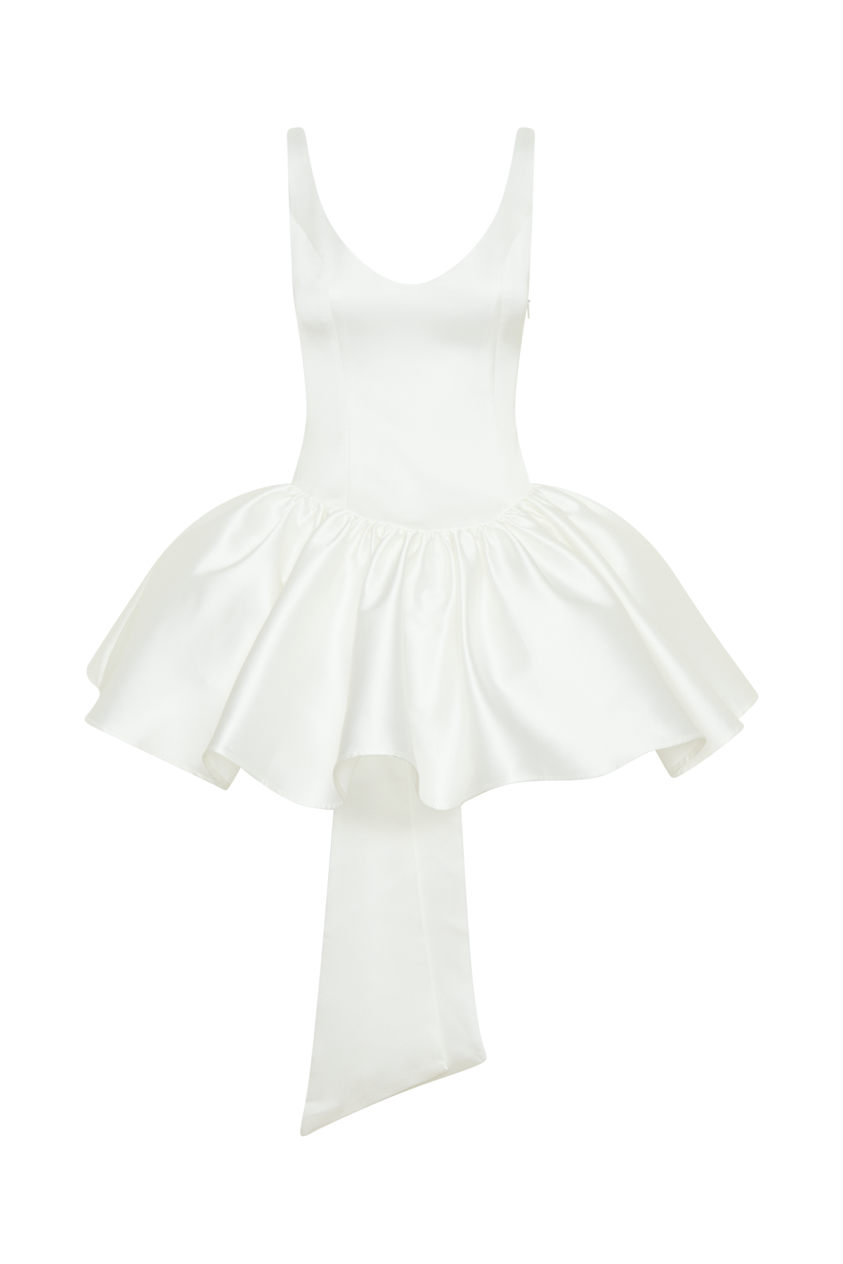 Felicia Satin Mini Dress With Bow - White #8