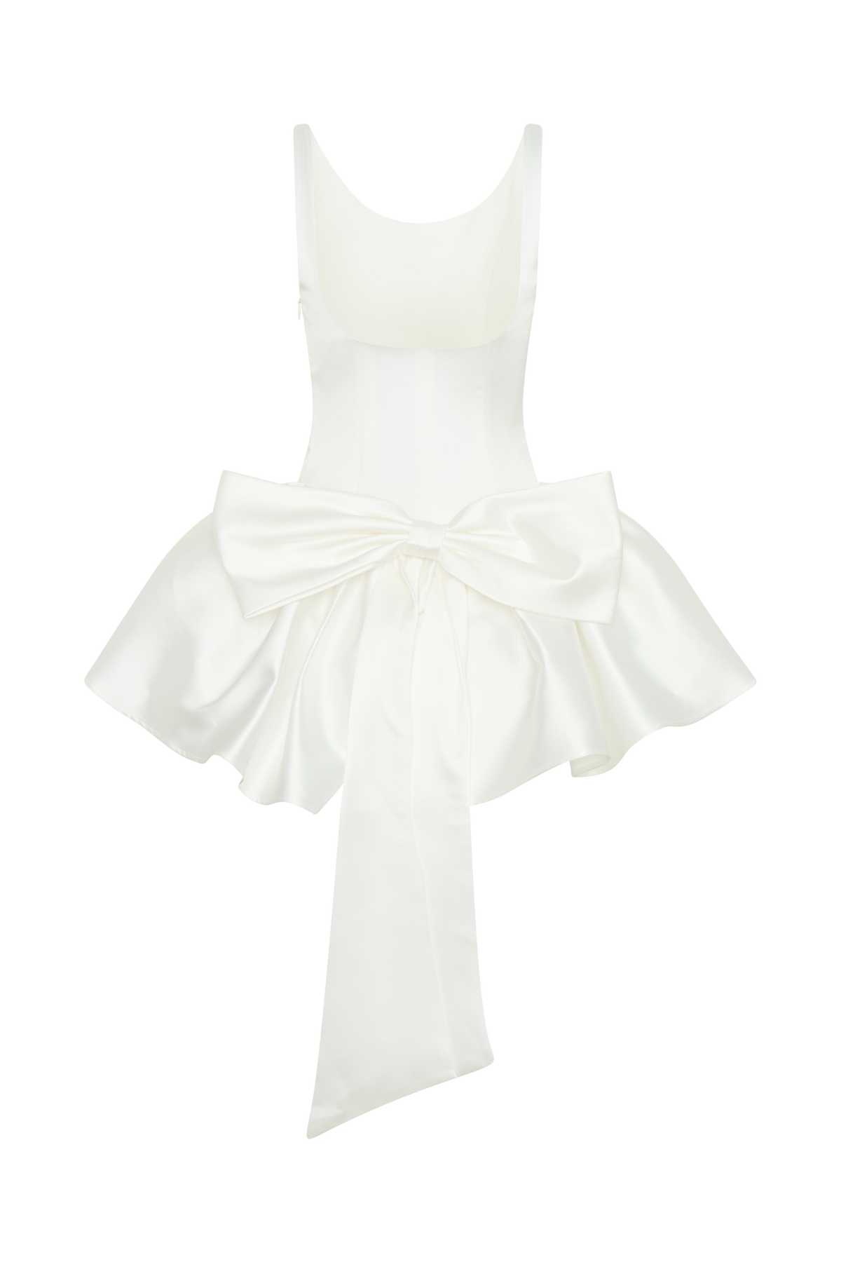 Felicia Satin Mini Dress With Bow - White #7