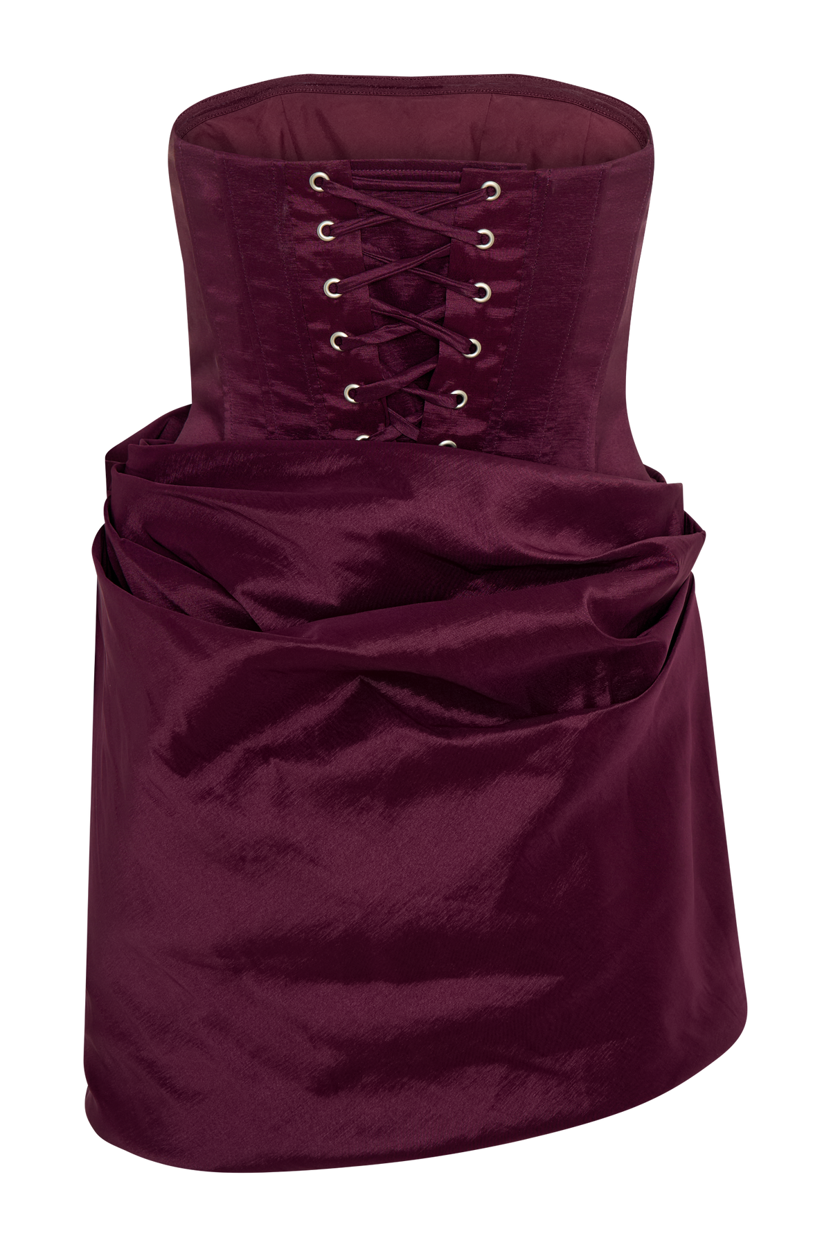 Sasha Taffeta Strapless Corset Mini Dress - Plum #12