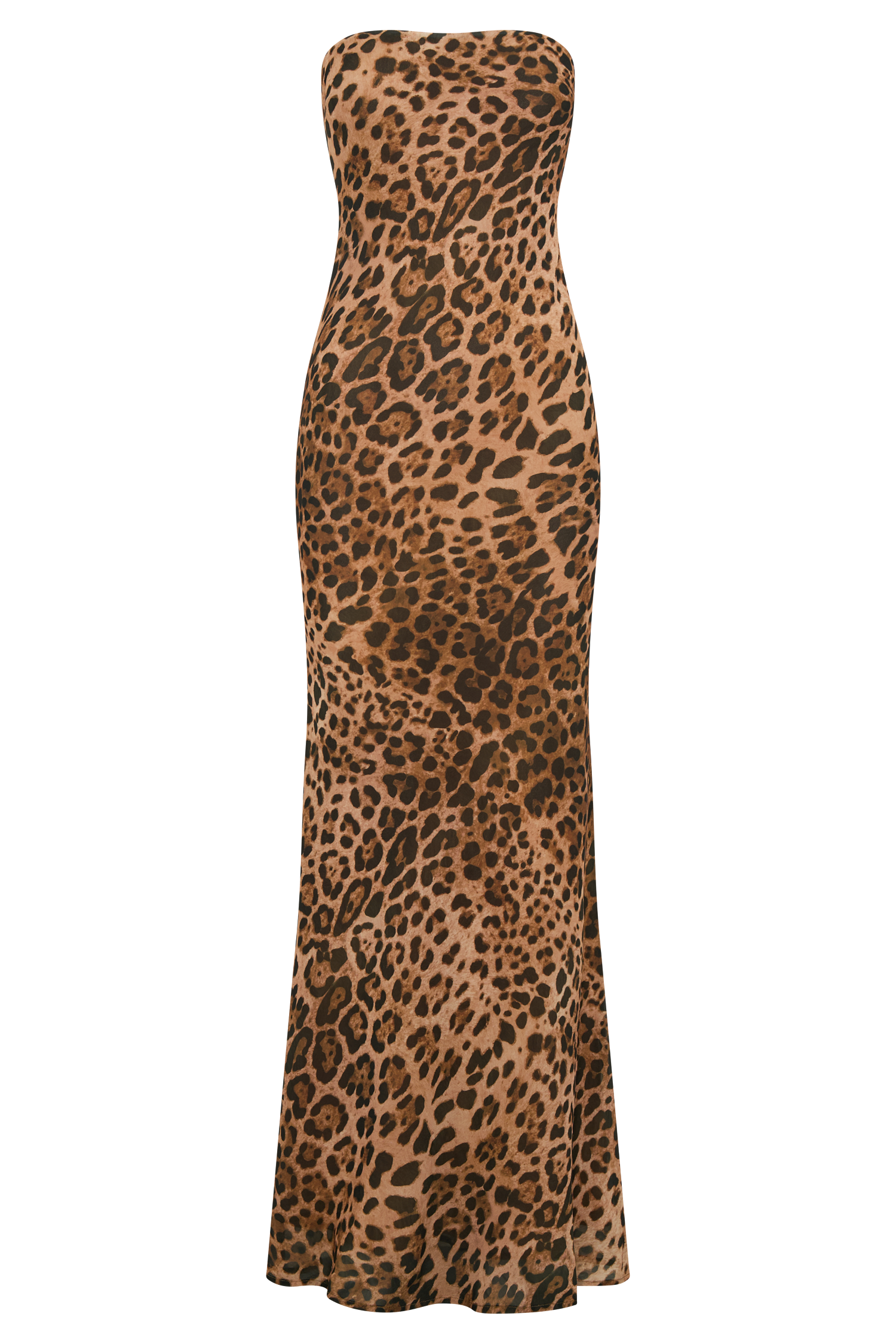 Breanna Strapless Chiffon Maxi Dress - Leopard Print #7