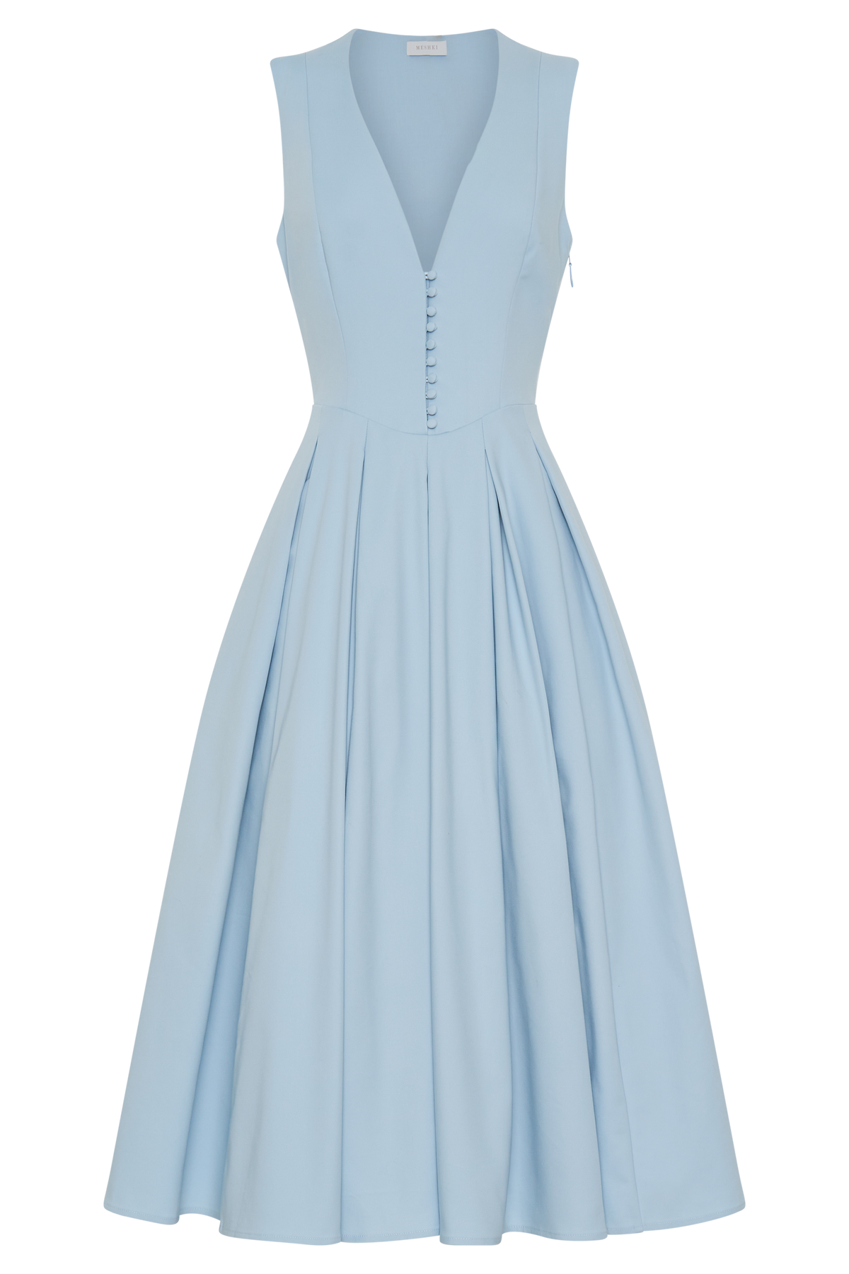 Keely Cotton Sleeveless Midi Dress - Sky Blue #8