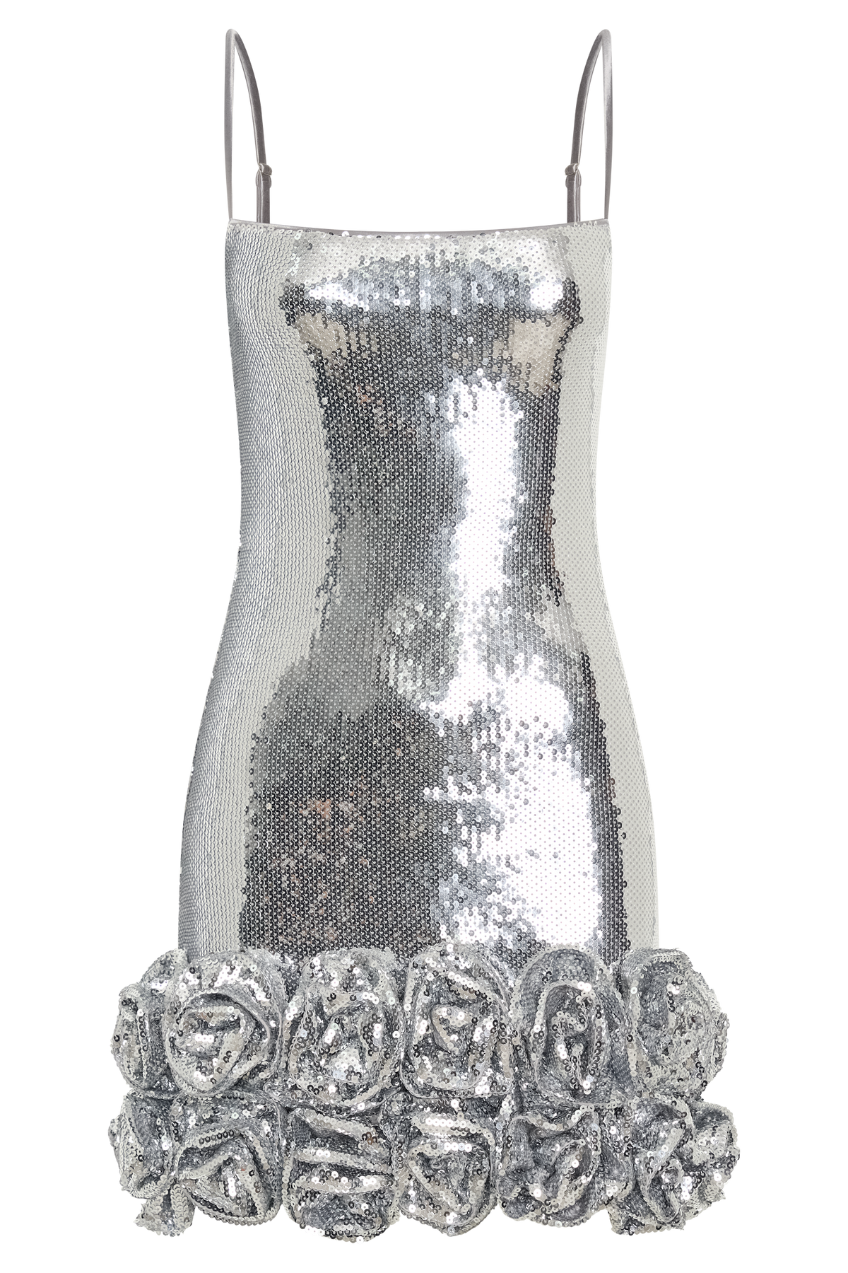 Faye Sequin Flower Mini Dress - Silver #11