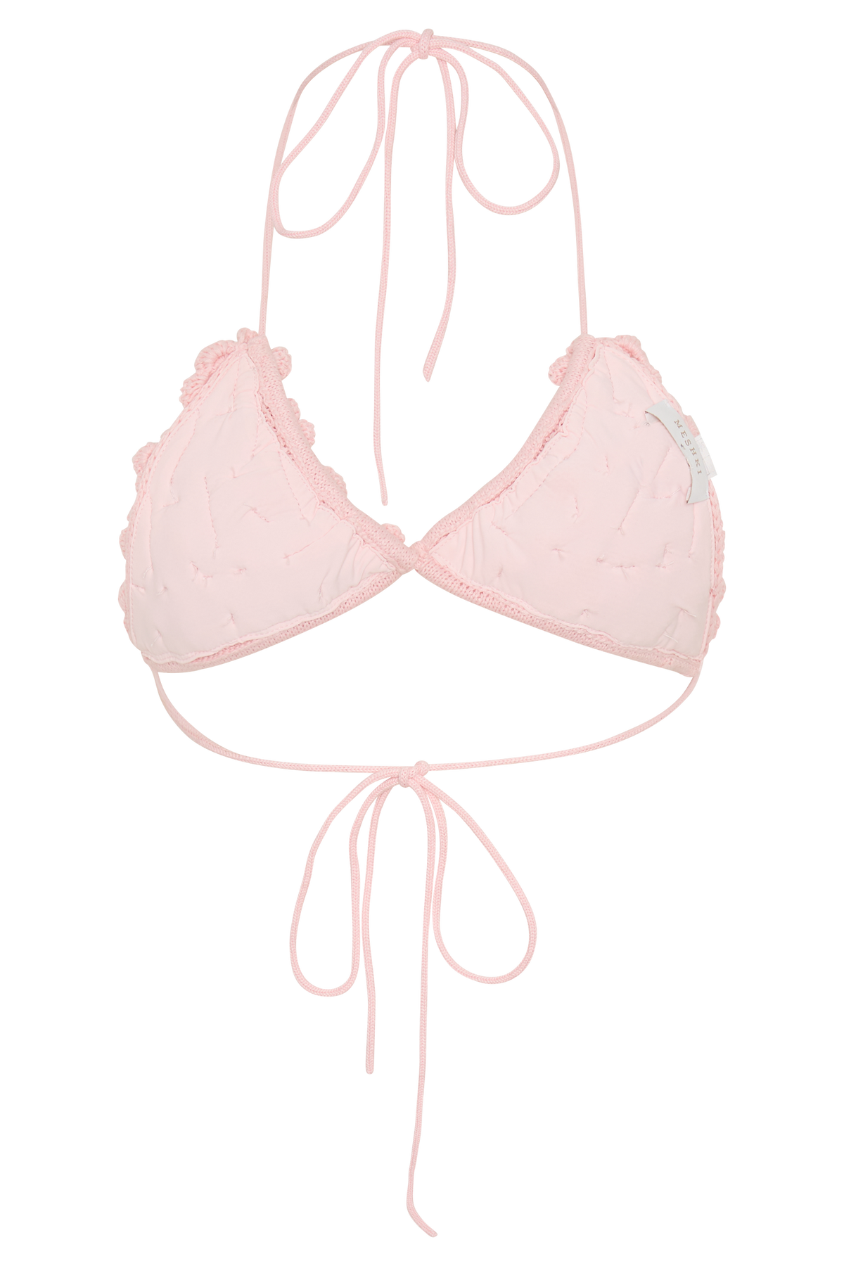Aesha Floral Crochet Bikini Top - Pale Pink