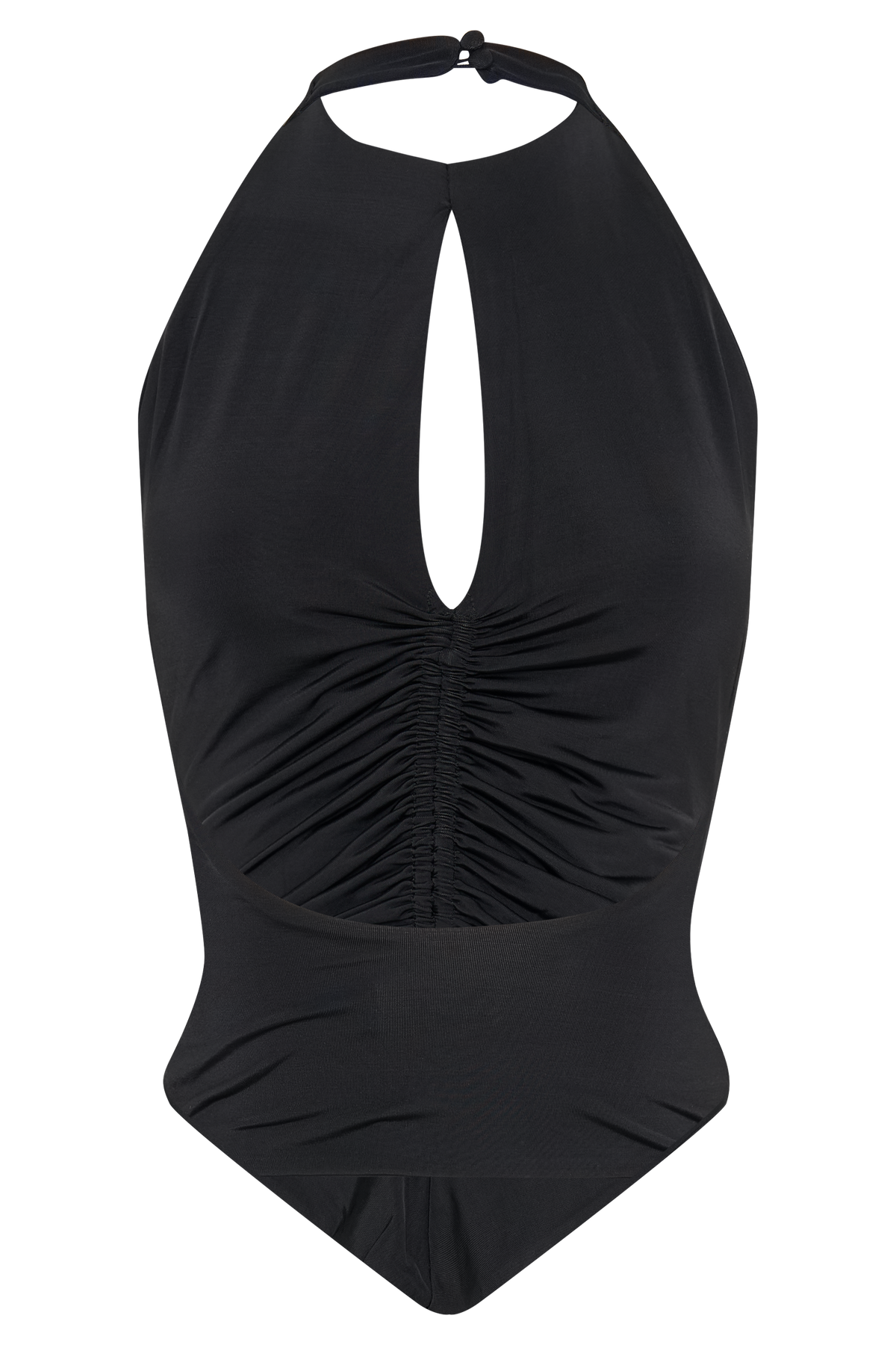 Linda Slinky Ruched Halter Top - Black #6