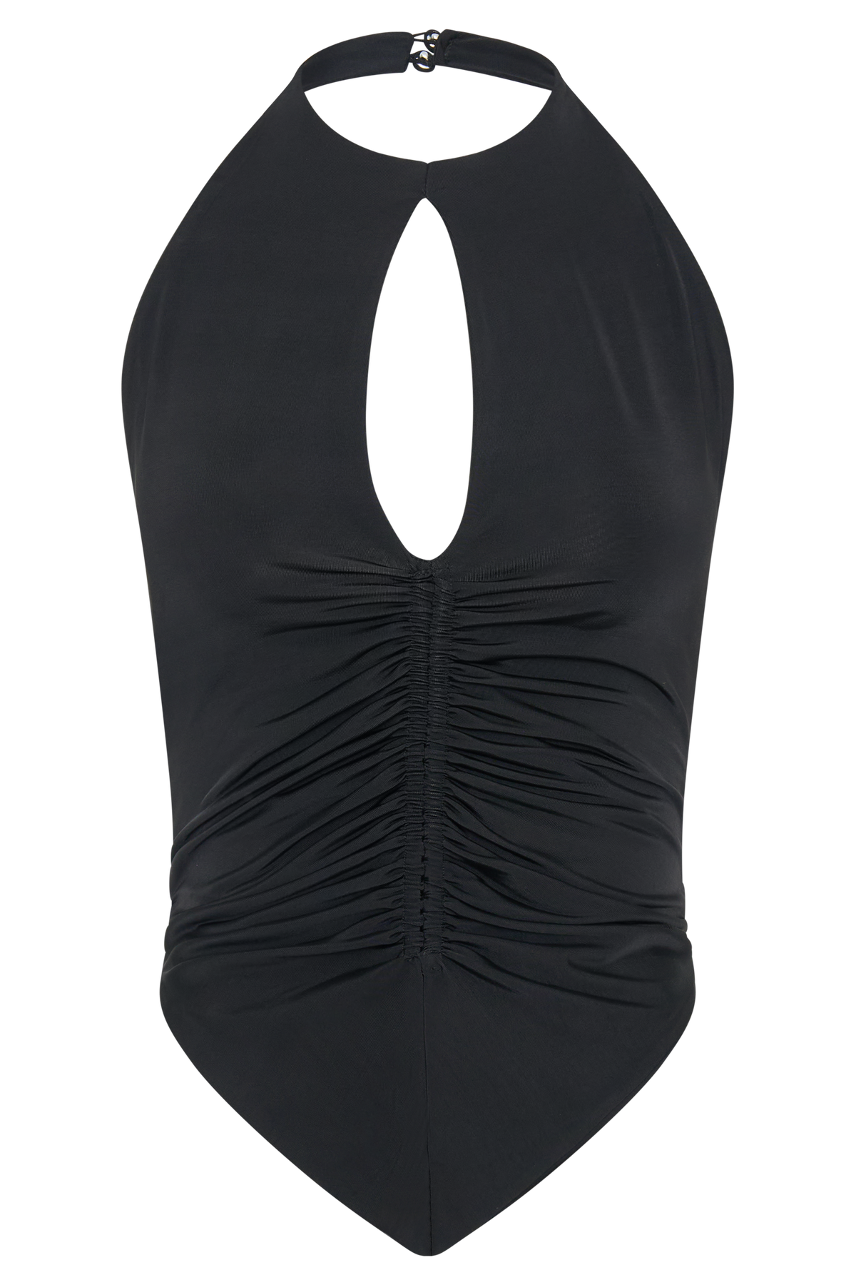 Linda Slinky Ruched Halter Top - Black #7