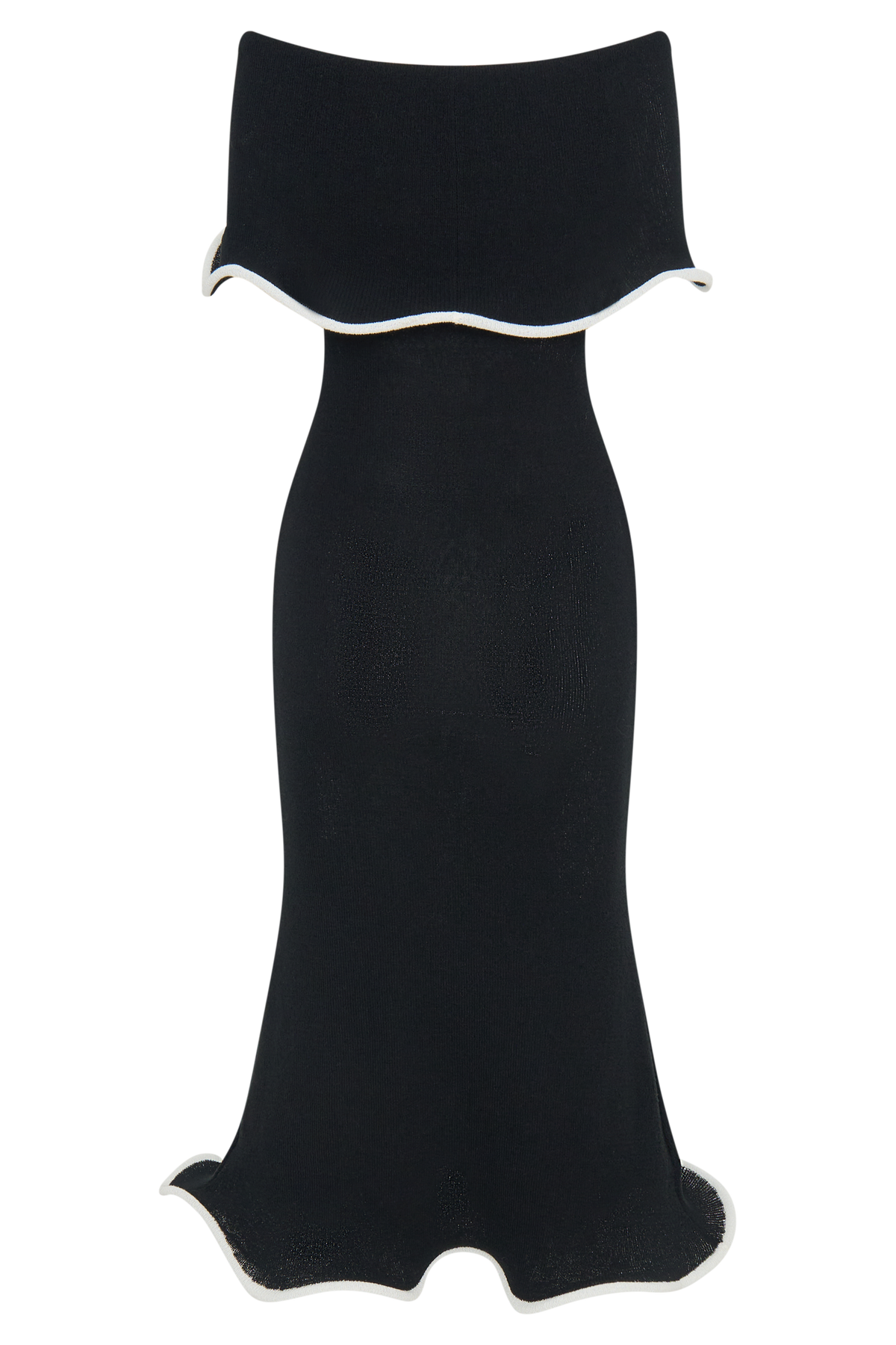 Molly Off Shoulder Knit Midi Dress - Black/White #6