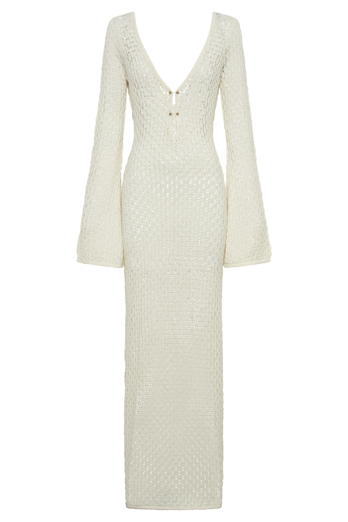 Kayleigh Crochet Fishtail Flare Sleeve Maxi Dress - White #5