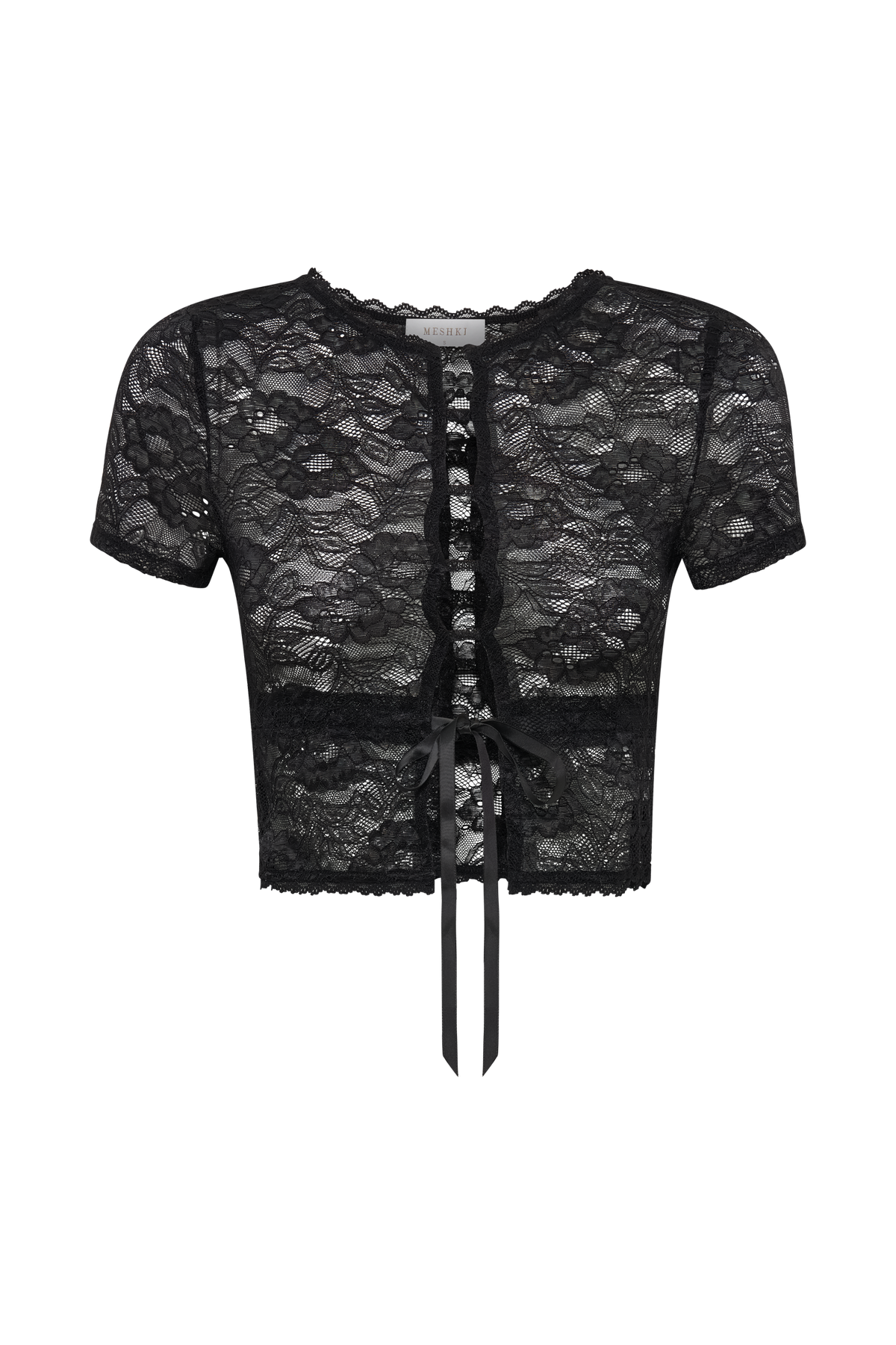Farrah Stretch Lace Vintage Top - Black
