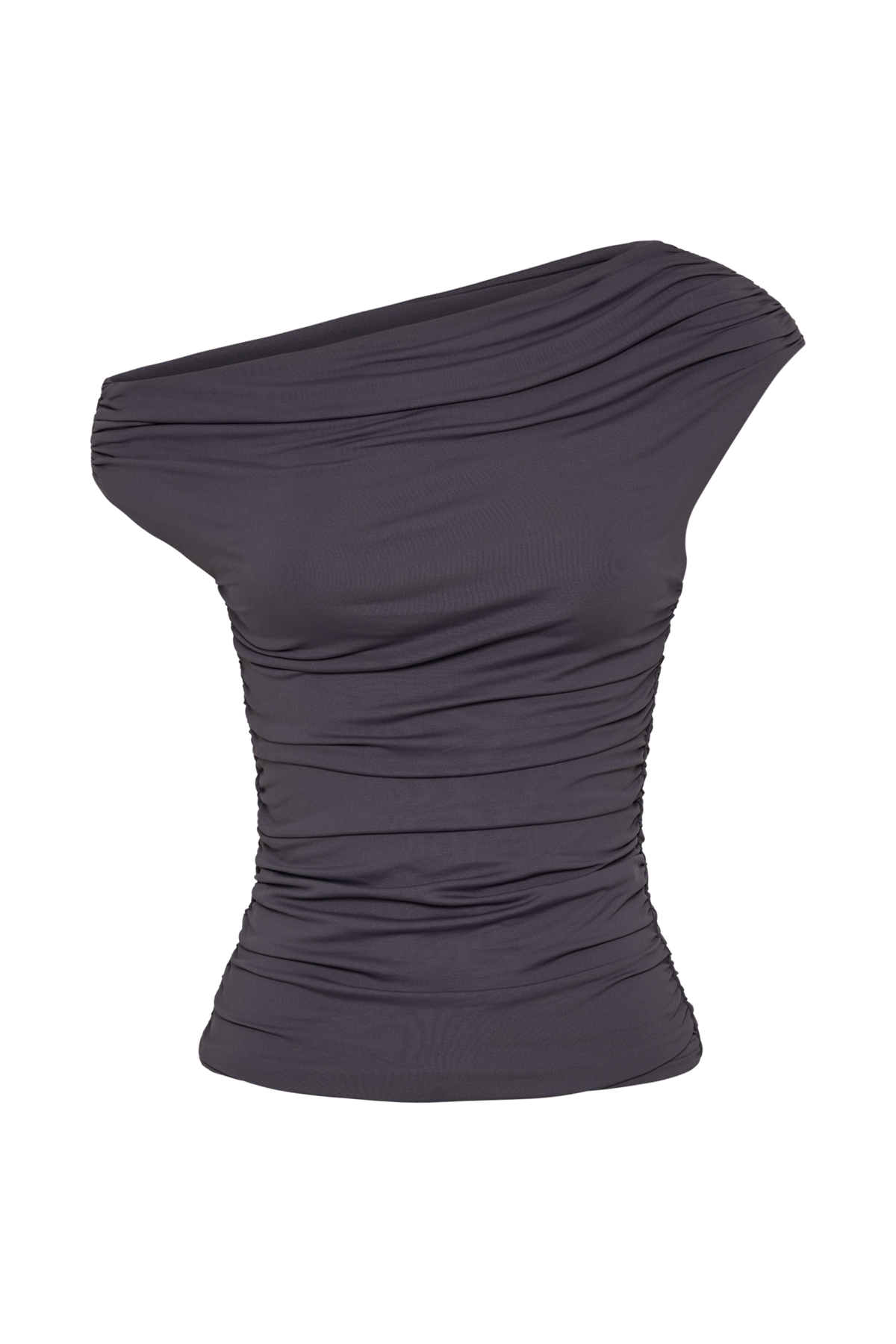 Alayna Recycled Nylon Ruched Top - Charcoal #11