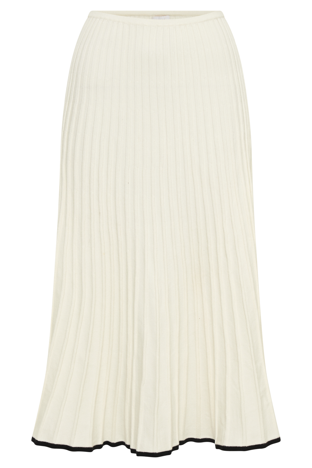 Jolene Contrast Rib Knit Midi Skirt - White #10