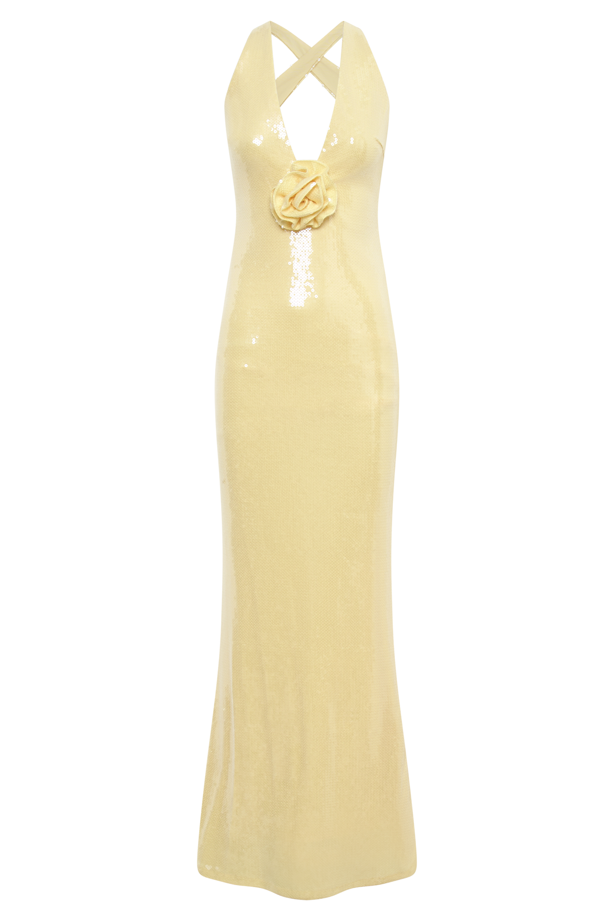 Eliza Rose Sequin Maxi Dress - Lemon #13