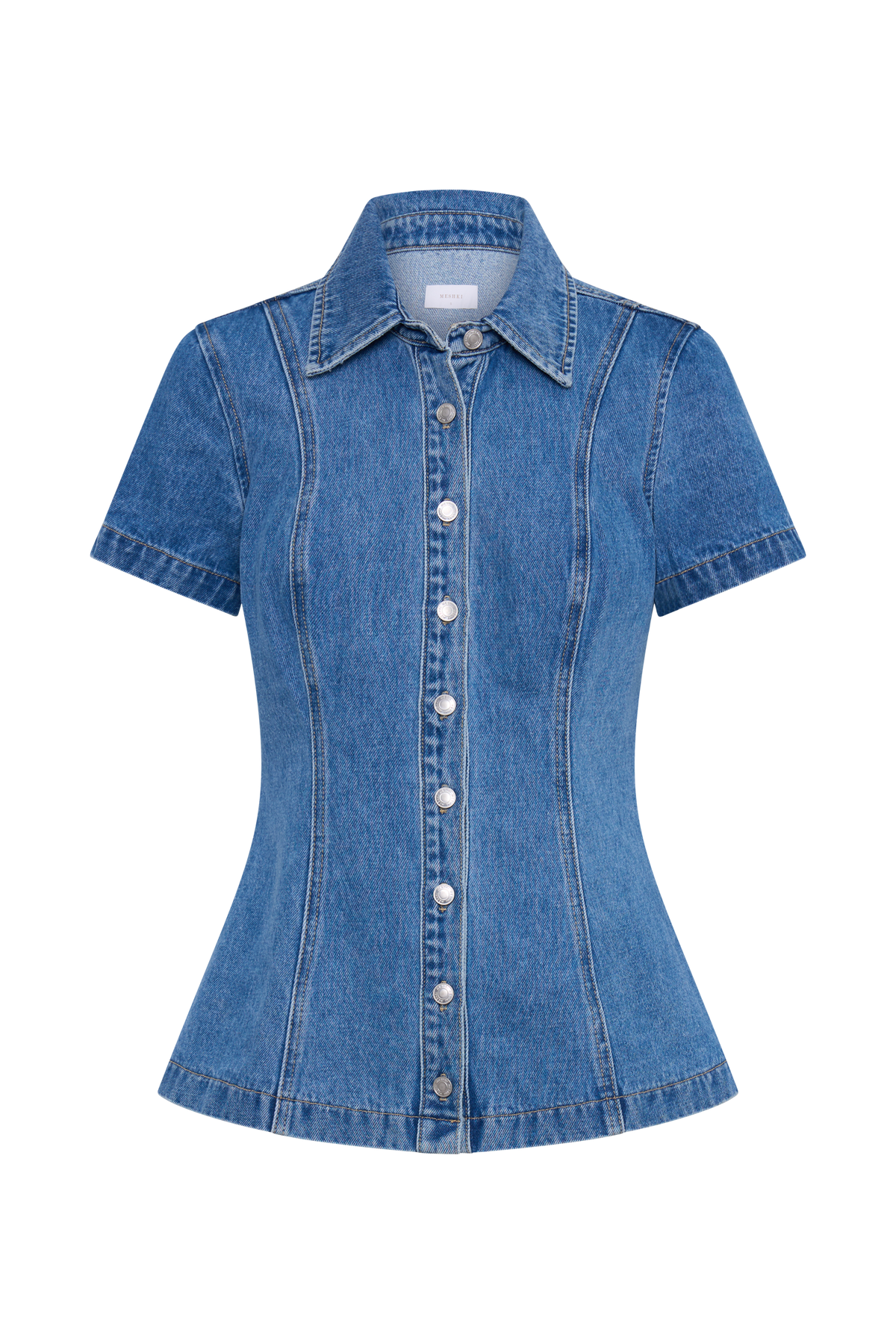 Ellie Denim Short Sleeve Top - 70's Blue #8