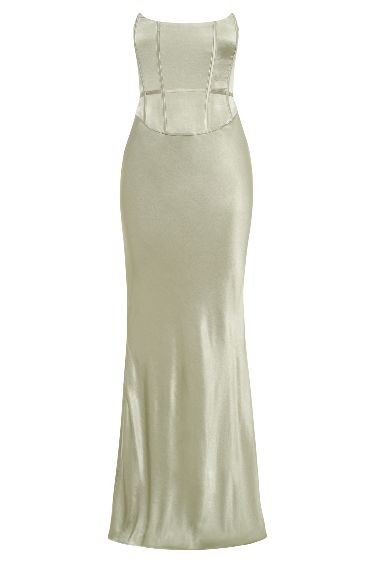 Harlow Satin Strapless Maxi Dress - Sage #5