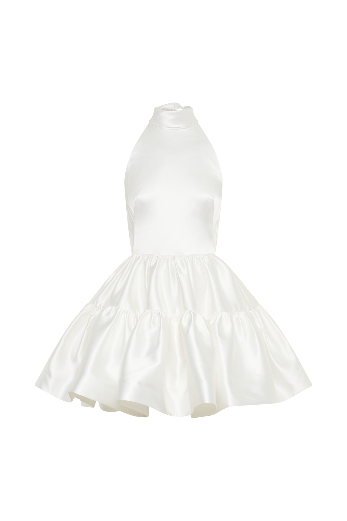 Dorota Satin Halter Mini Dress - White #15