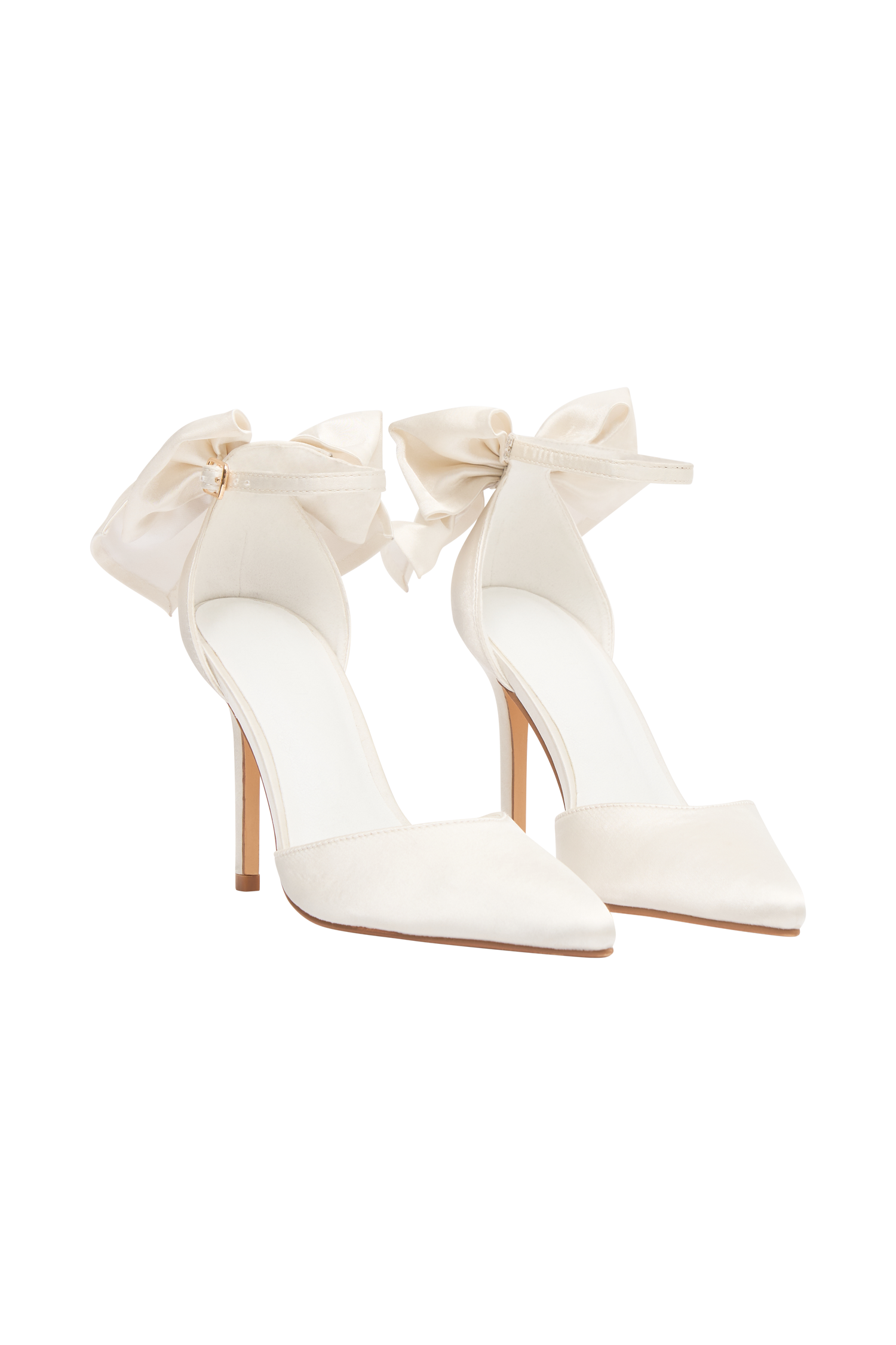 Charmed Satin Bow Heel - White #10