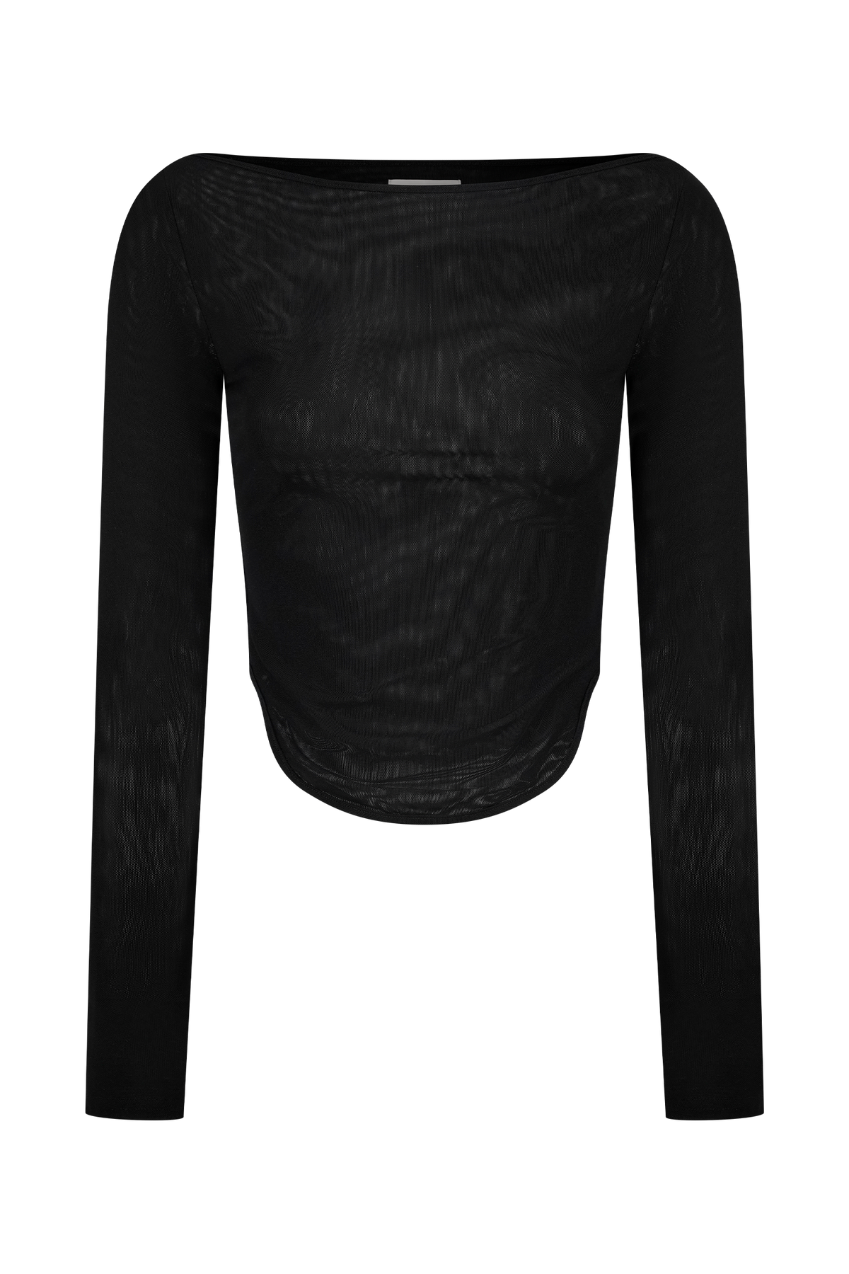 Colette Boat Neck Mesh Top - Black #7