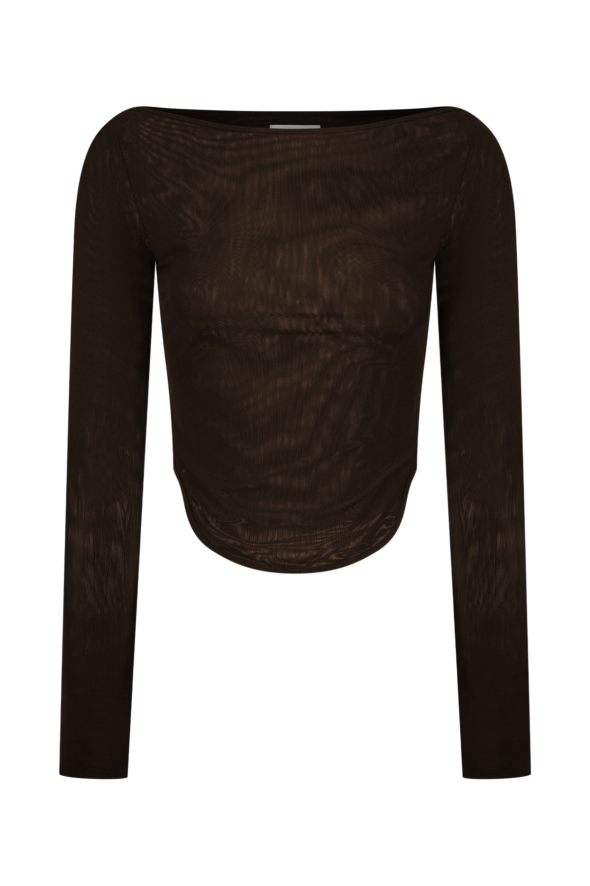 Colette Boat Neck Mesh Top - Dark Chocolate