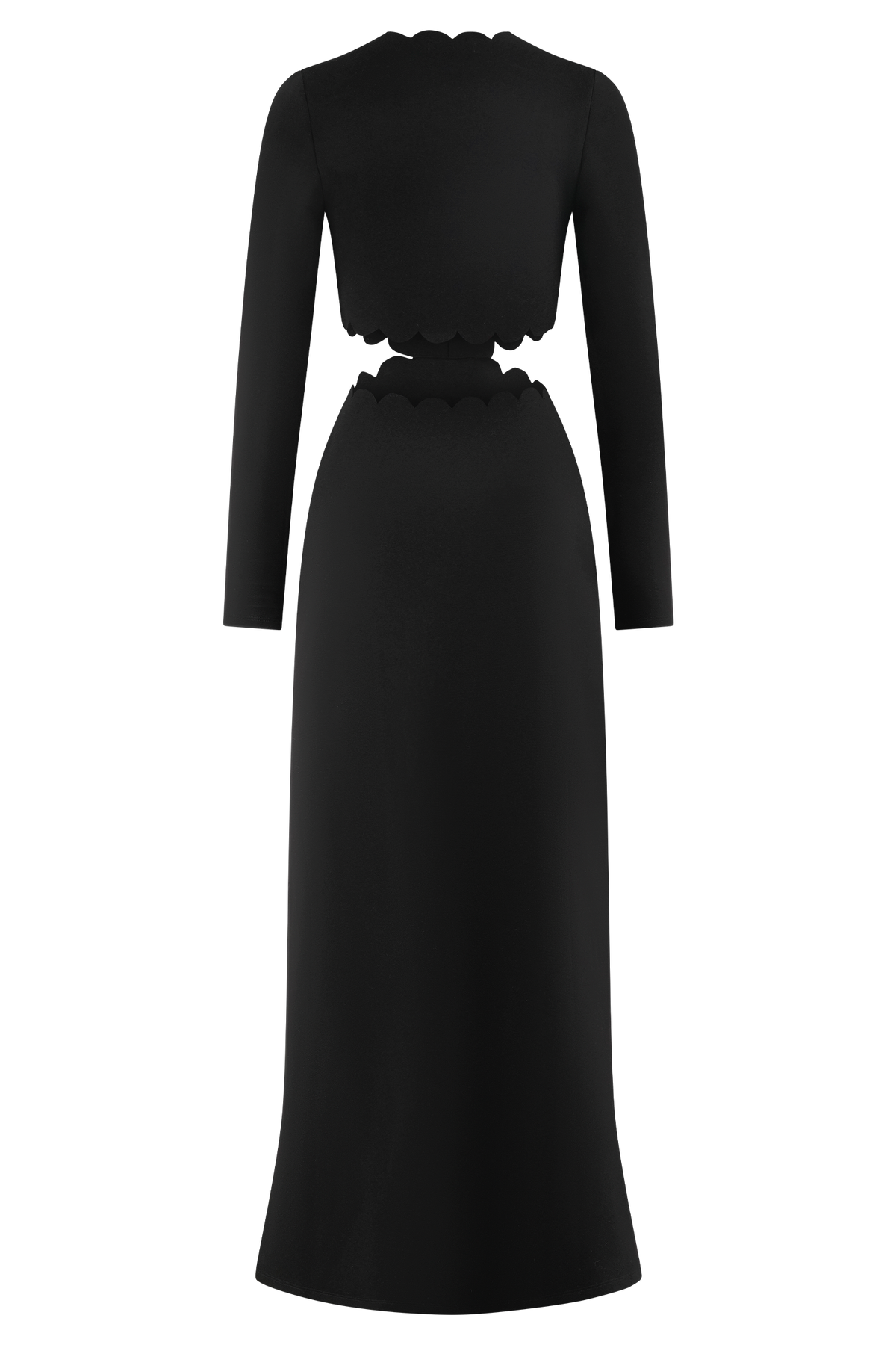 Cynthia Scalloped Halter Maxi Dress - Black #8