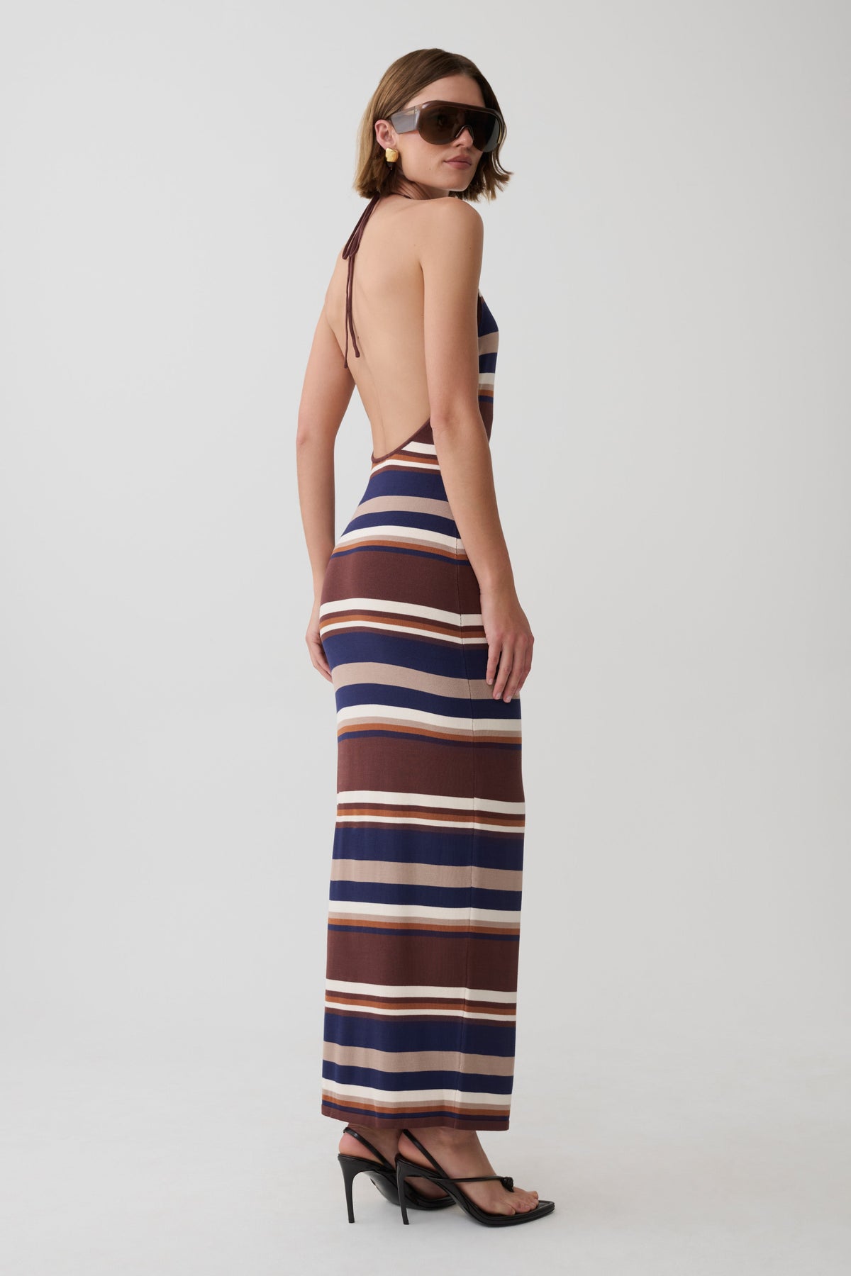 Brienne Stripe Midi Dress - Navy/Neutral #2