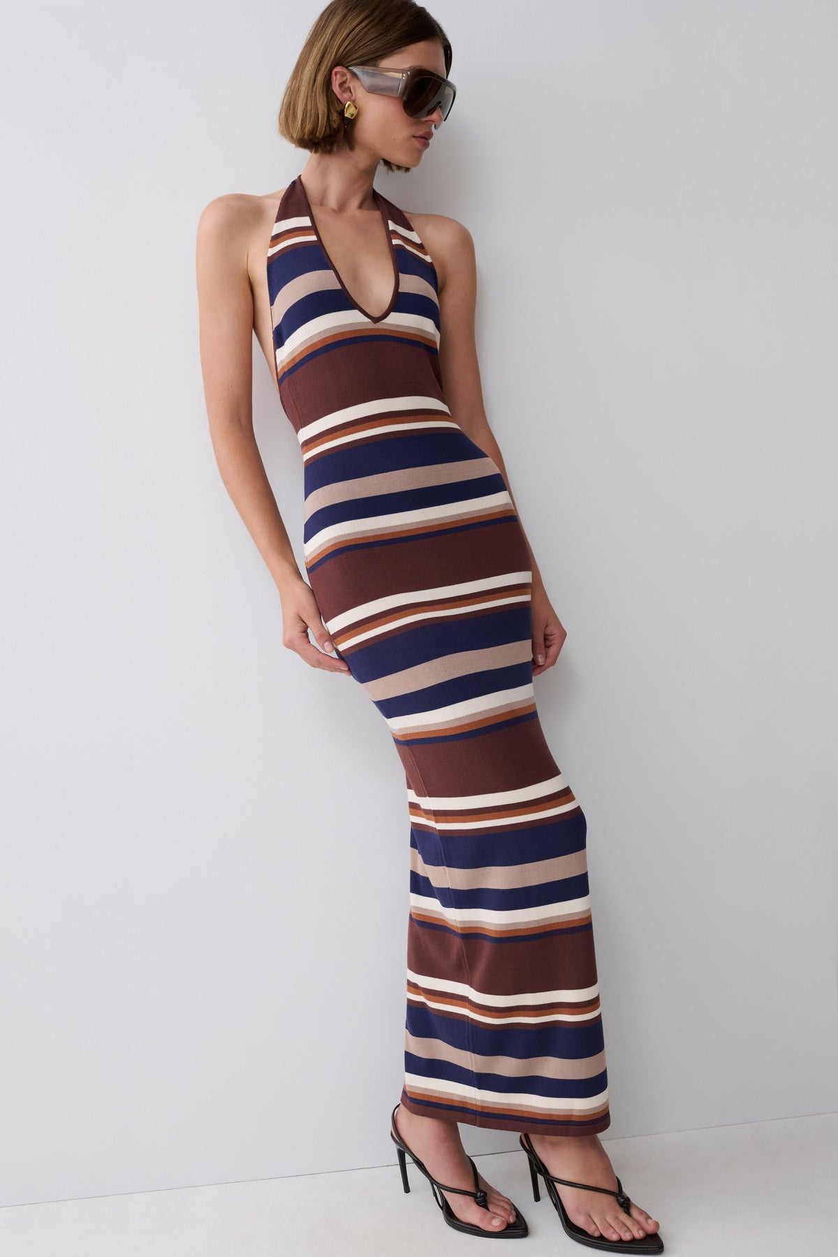Brienne Stripe Midi Dress - Navy/Neutral #4