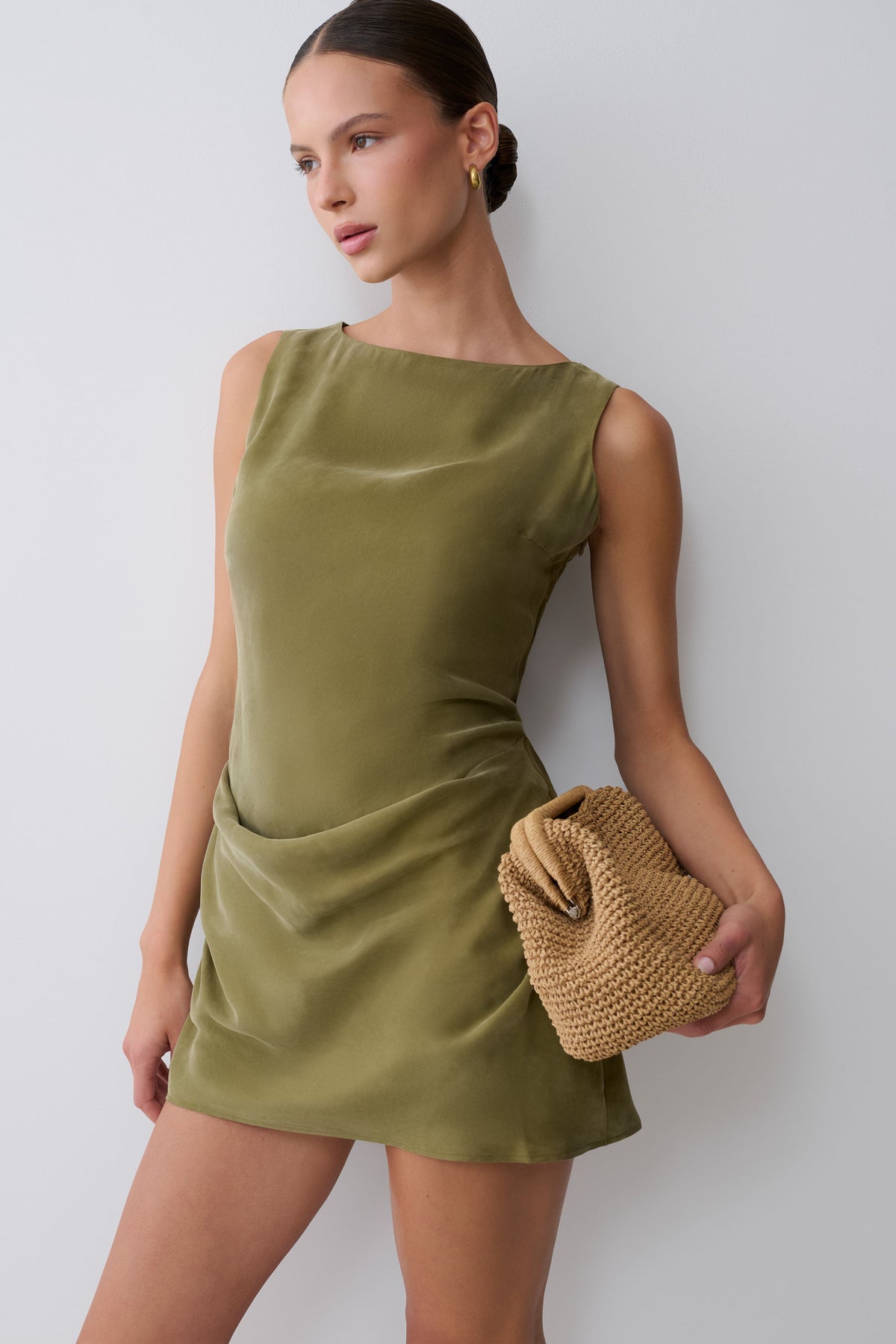 Bexley Draped Mini Dress - Olive #3