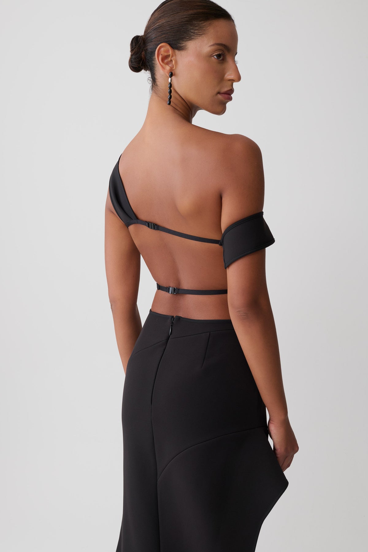 Carmine Asymmetrical Maxi Dress - Black/White