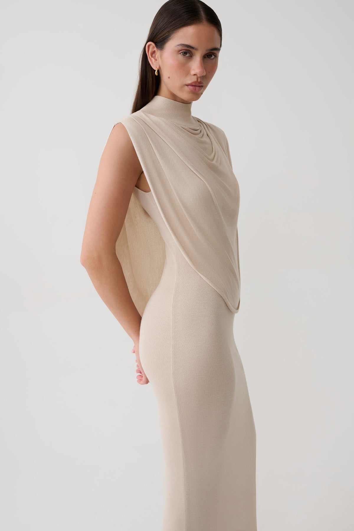 Alexandre Drape Front Knit Maxi Dress - Nude #4